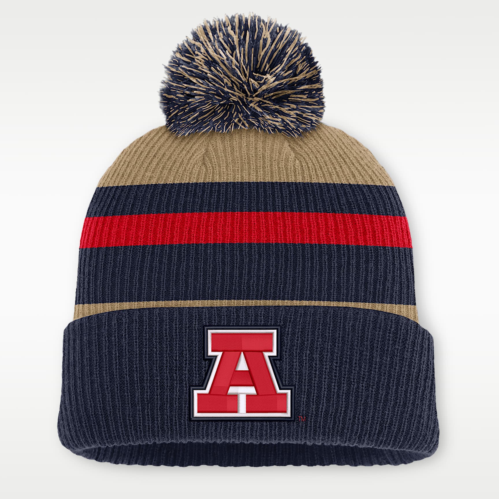 Gorro universitario Nike con dobladillo y pompón para hombre Arizona Legacy a rayas
