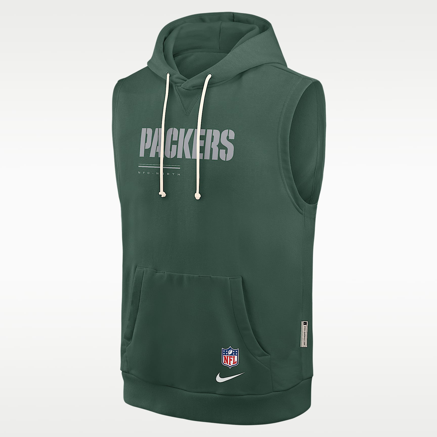 Sudadera con gorro sin cierre sin mangas Nike Dri-FIT de la NFL  para hombre Green Bay Packers Sideline
