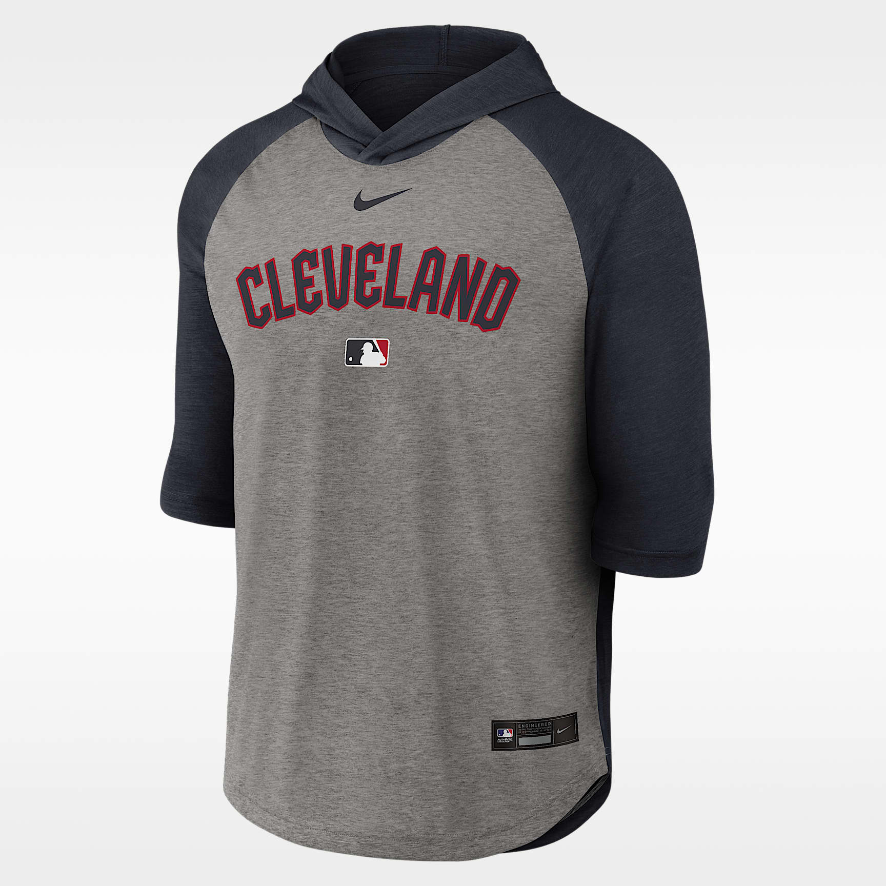 Cleveland Guardians Authentic Collection Flux Men's Nike Dri-FIT MLB 3/4-Sleeve Hooded T-Shirt