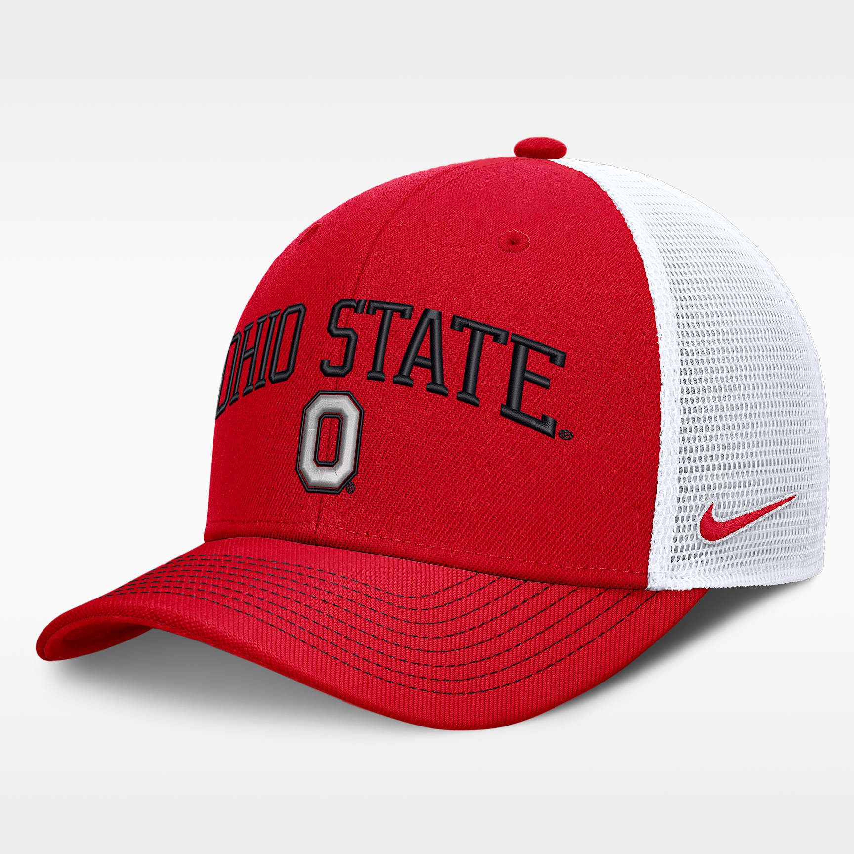 Ohio State Primetime Arched Men's Nike Dri-FIT College Trucker Adjustable Hat