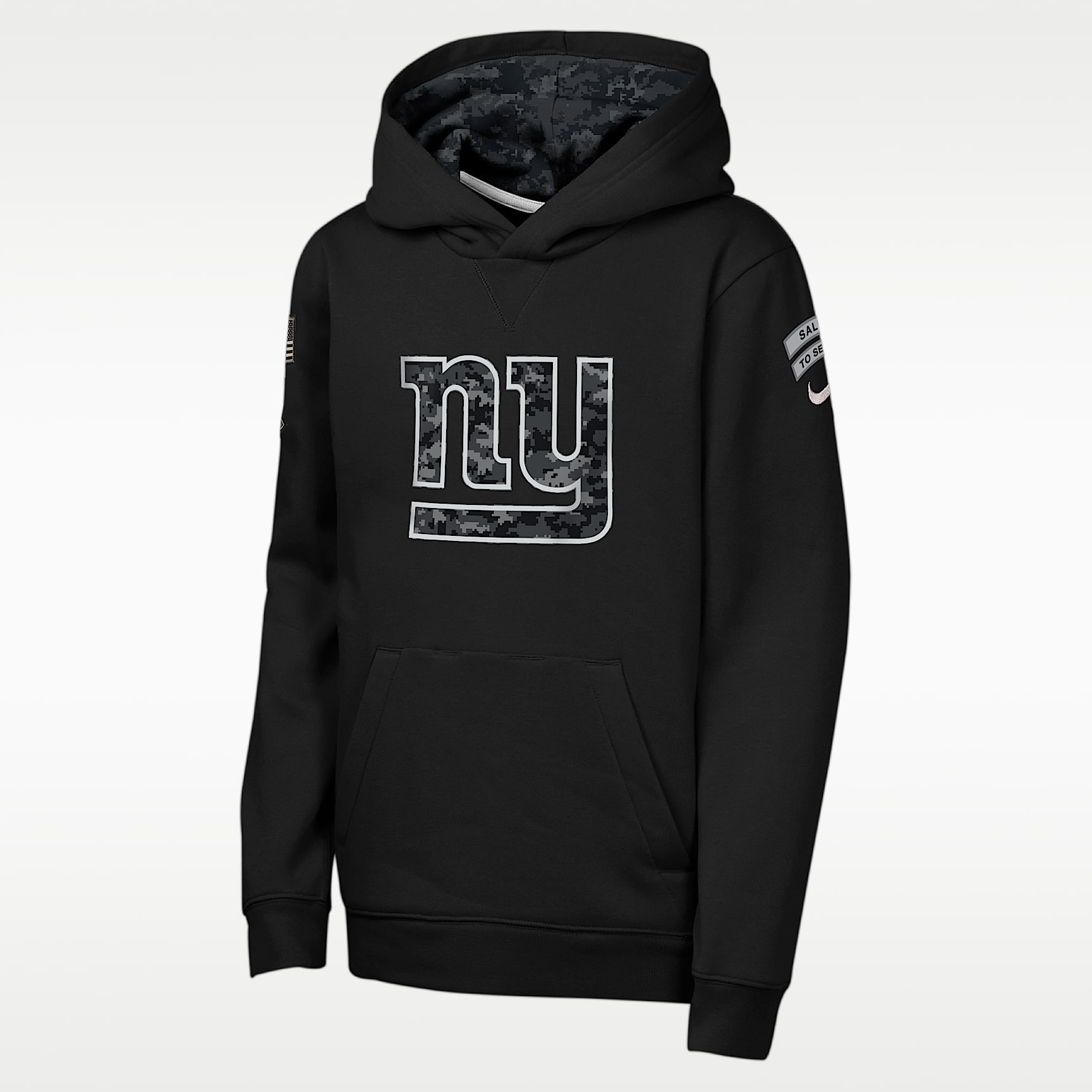 Sudadera con gorro sin cierre Nike de la NFL para niños talla grande New York Giants Salute to Service Sideline Club