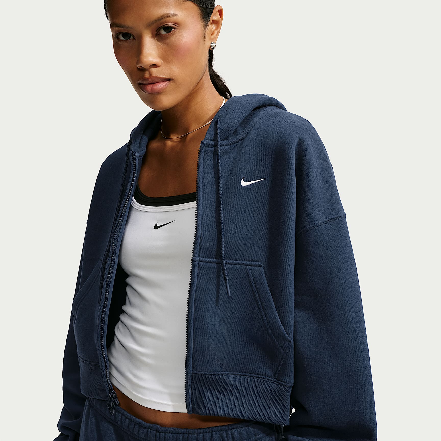 Nike Studio Fleece Medium Weight Women's Oversized Full-Zip Cropped Hoodie