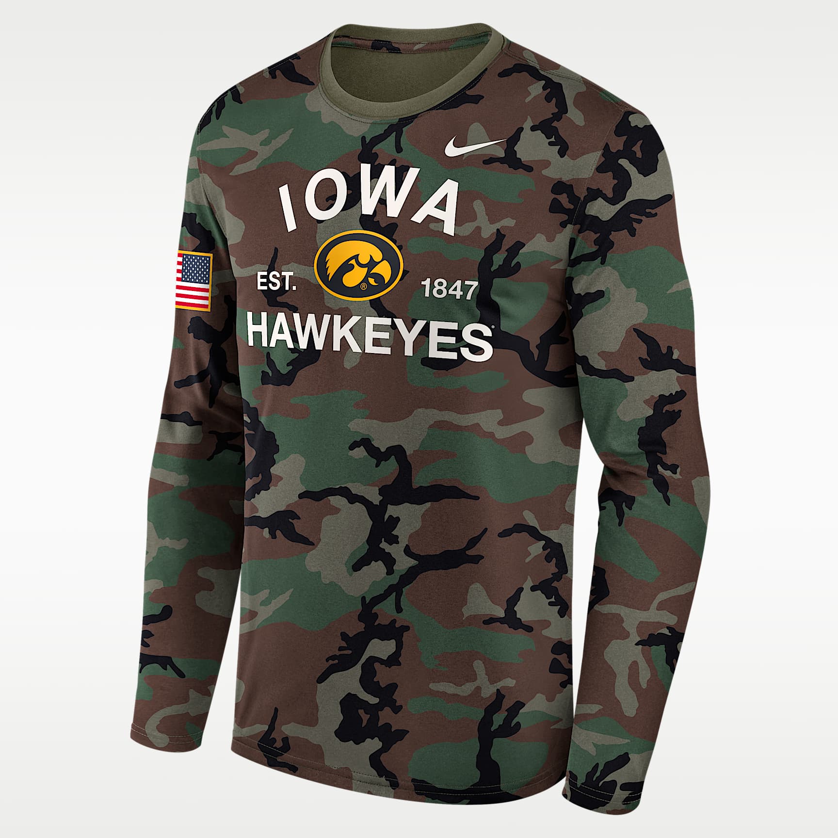 Iowa 2025 Military Appreciation Legend Men's Nike Dri-FIT College Long-Sleeve T-Shirt