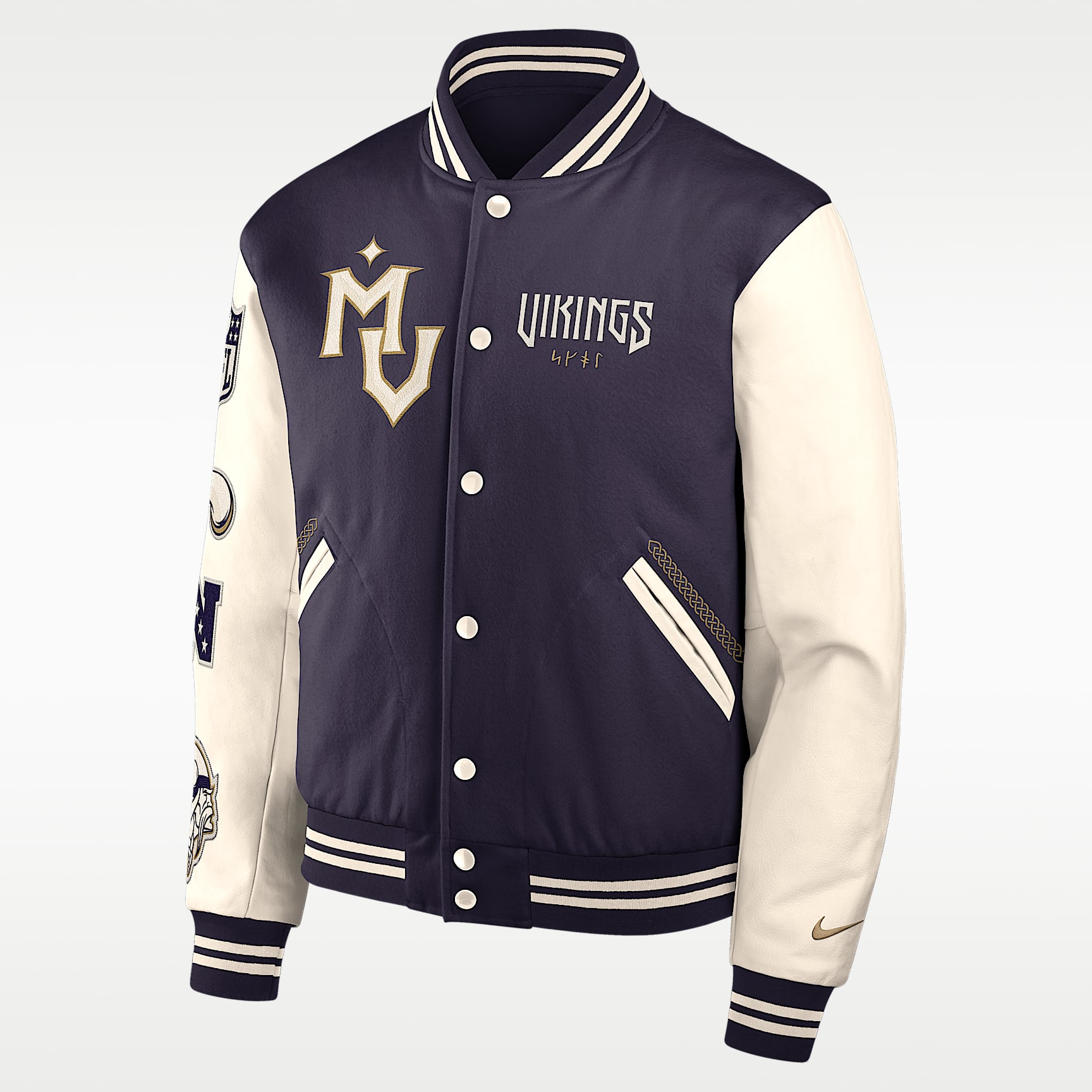 Chamarra universitaria Nike de la NFL de cierre a presión de largo completo para hombre Minnesota Vikings Rivalries Collection