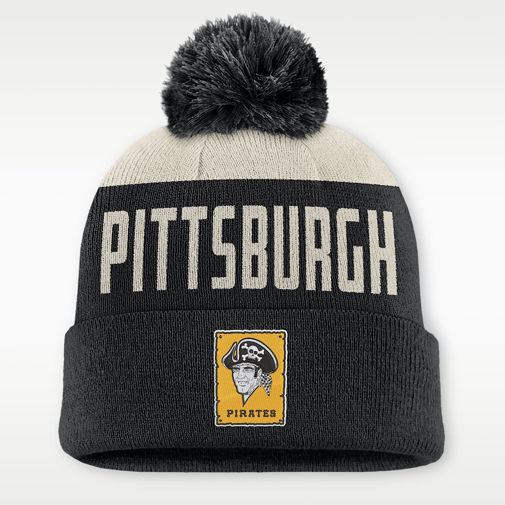 Gorro con dobladillo y pompón Nike de la MLB para hombre Pittsburgh Pirates Cooperstown Peak