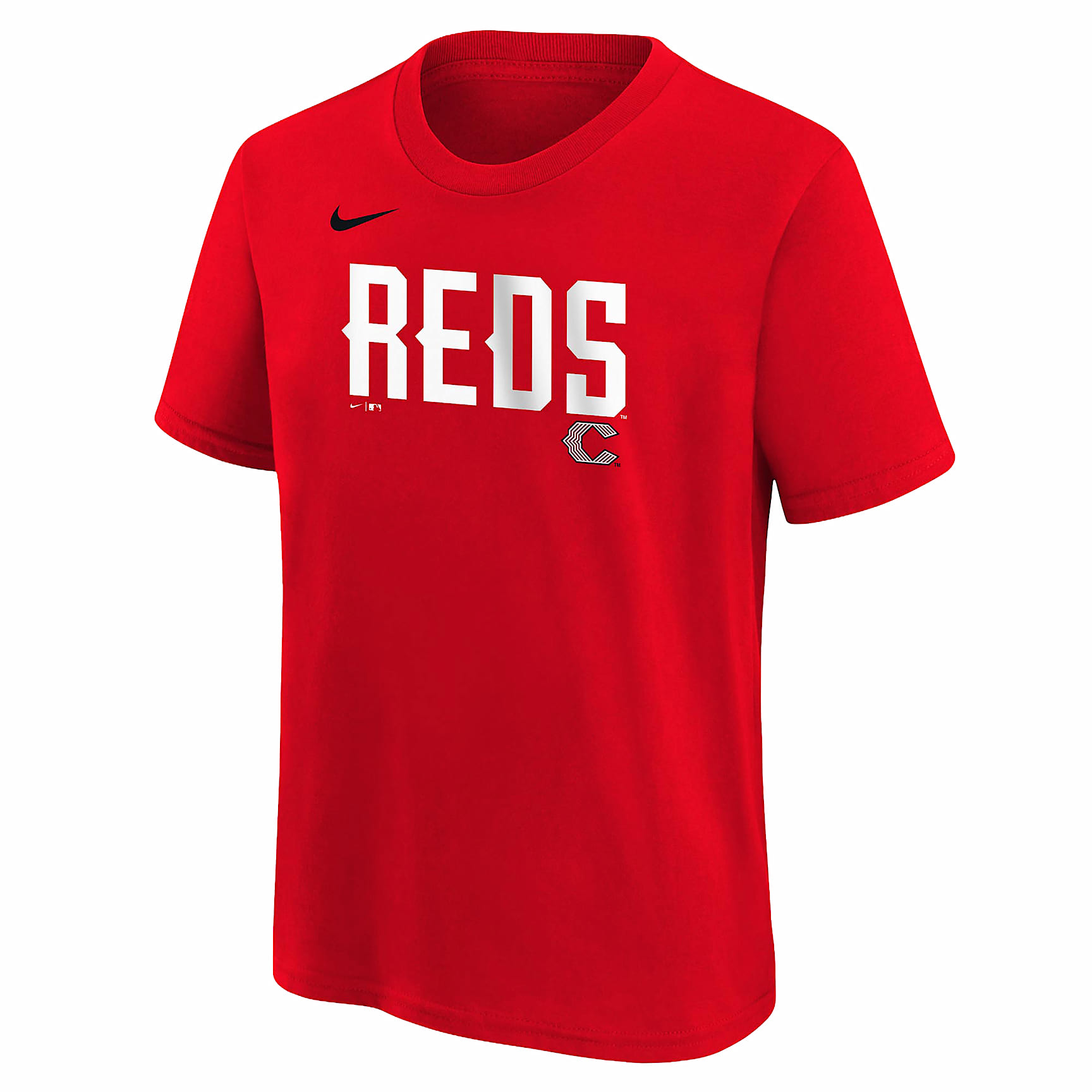 Playera Nike de la MLB para niños talla grande Cincinnati Reds City Connect Wordmark