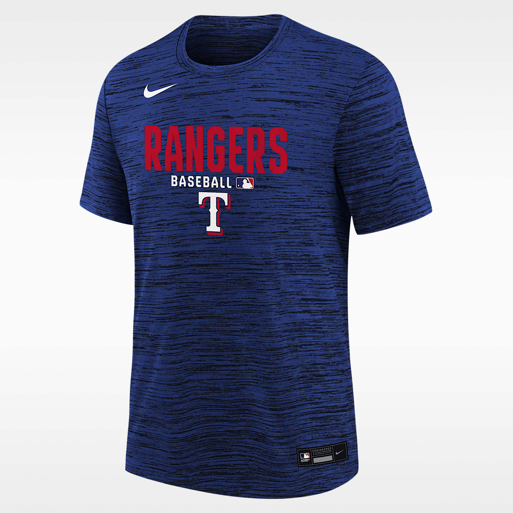Playera Nike Dri-FIT de la MLB para niños talla grande Texas Rangers Authentic Collection Velocity