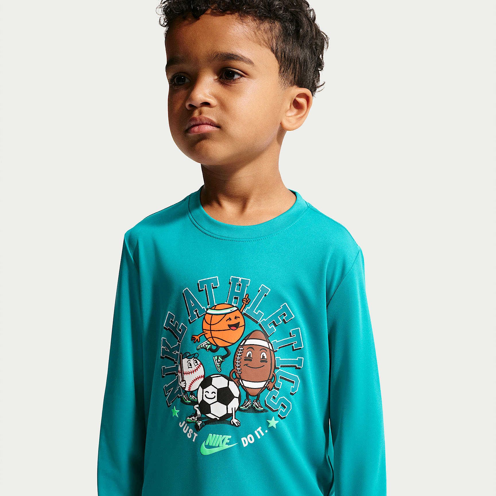 Playera de manga larga Dri-FIT con gráfico para niños talla pequeña Nike