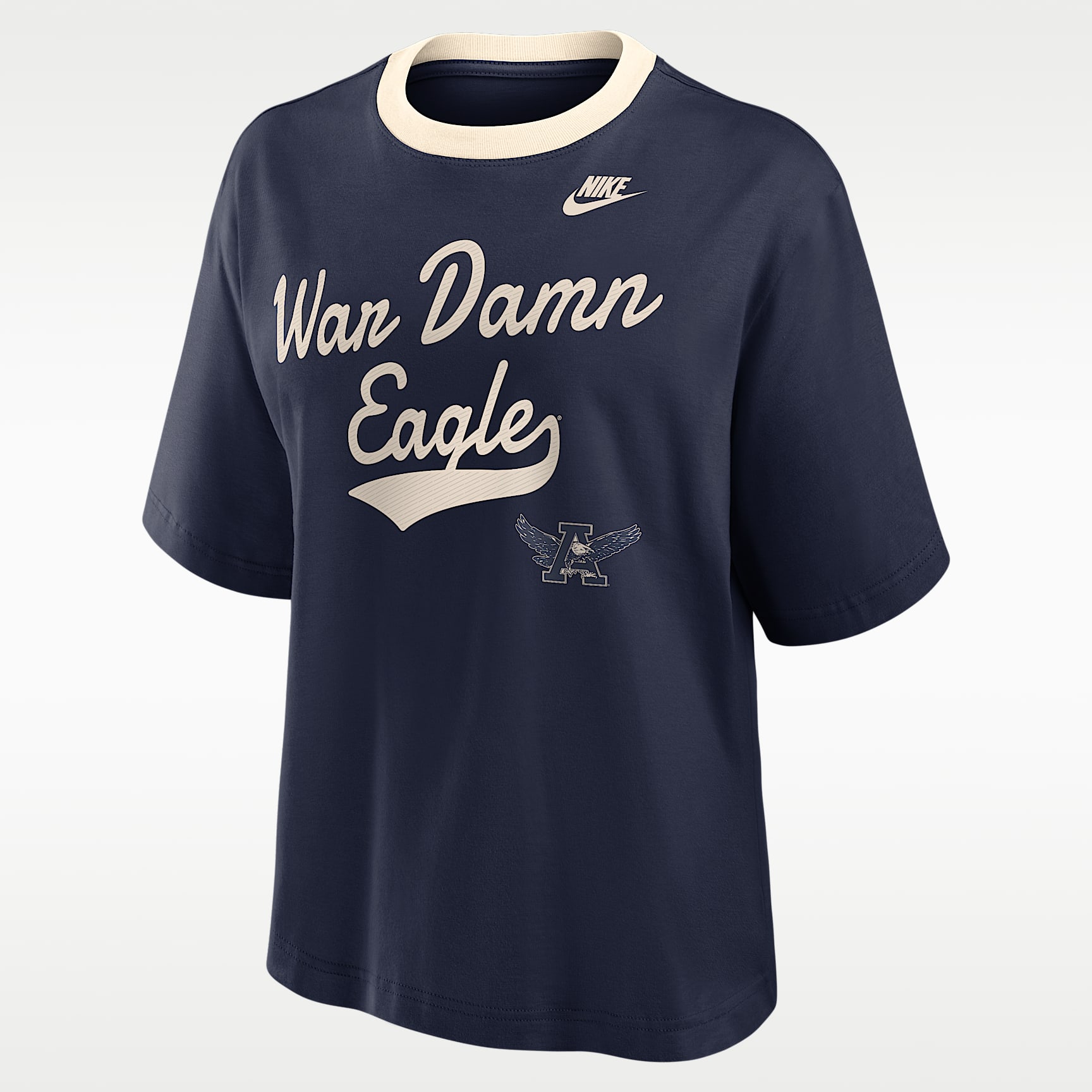 Playera universitaria Nike para mujer Auburn Legacy Fight Song Boxy