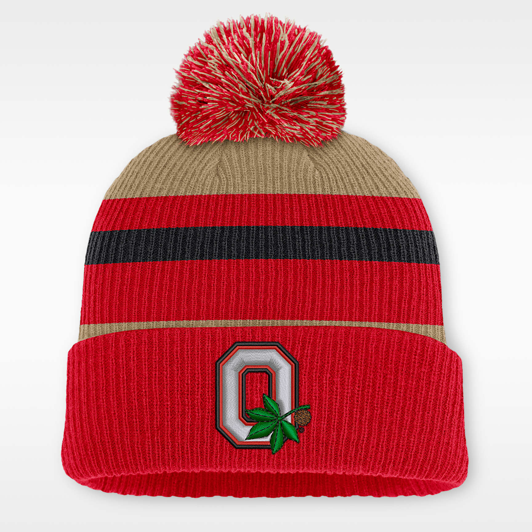 Ohio State Legacy Striped Men's Nike College Cuffed Pom Beanie