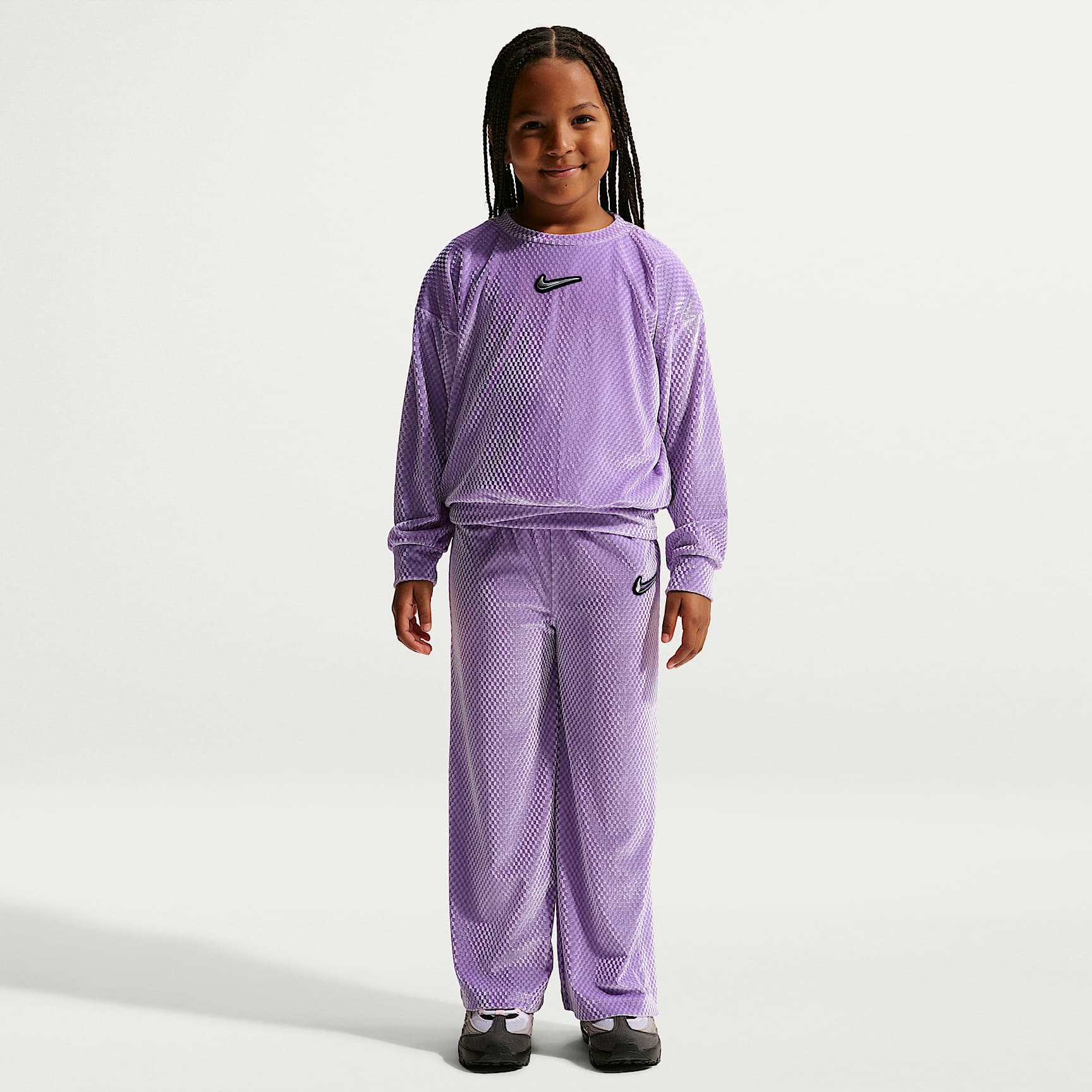 Nike Little Kids' Swoosh Sparkle 2-Piece Velvet Pants Set