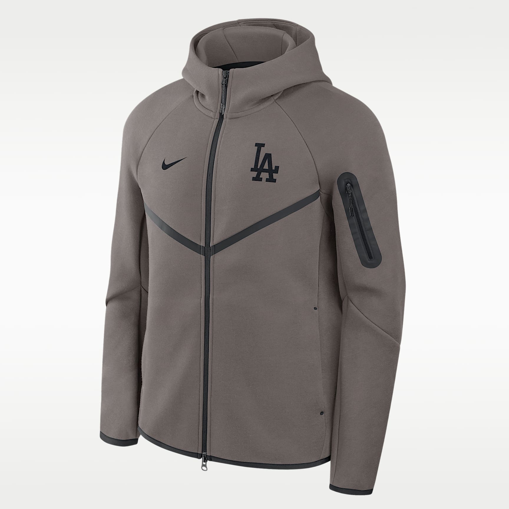 Chamarra con gorro Nike de la MLB de cierre completo para hombre Los Angeles Dodgers Tech Fleece