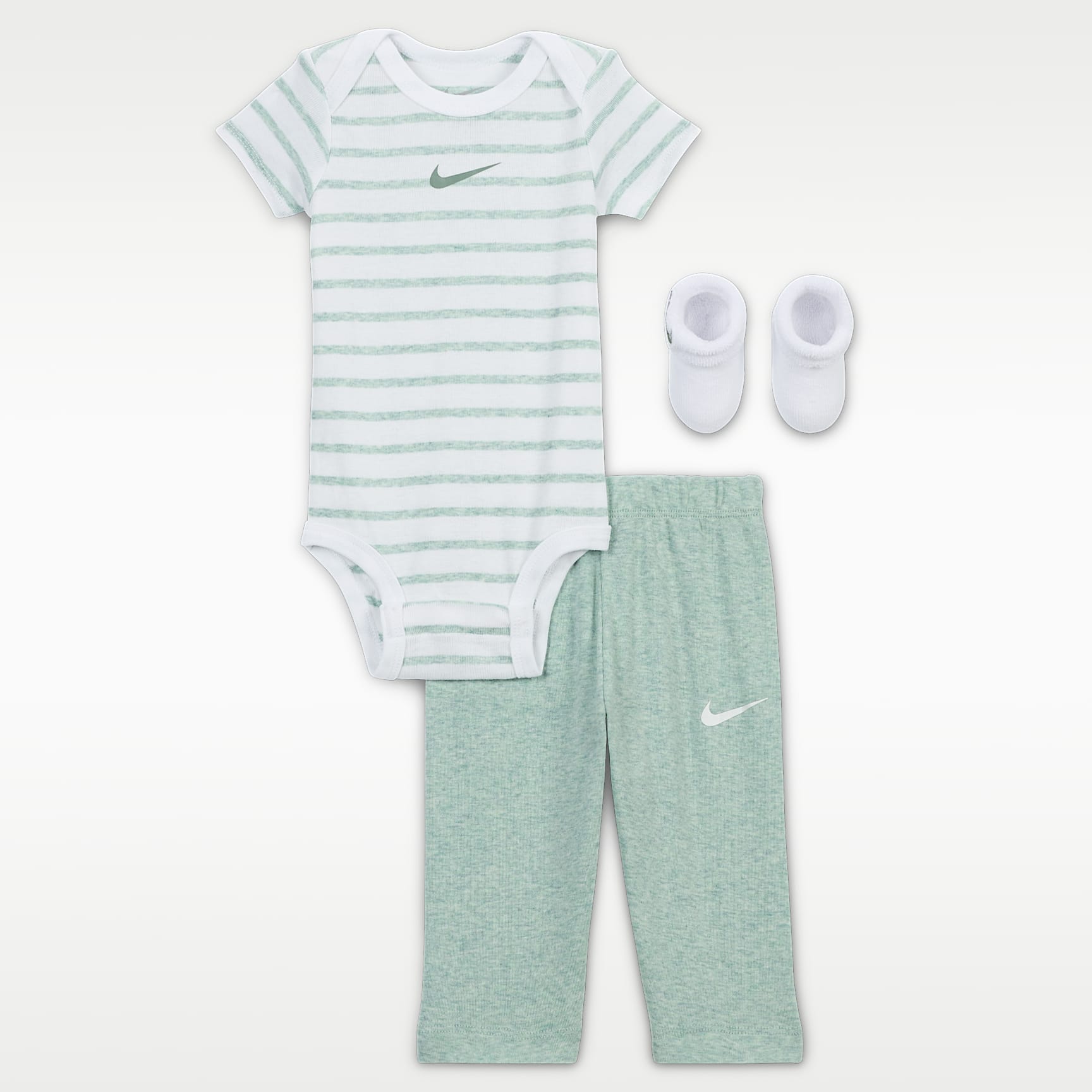 Nike Baby Bodysuit, Pants, and Terry Socks 3-Piece Set