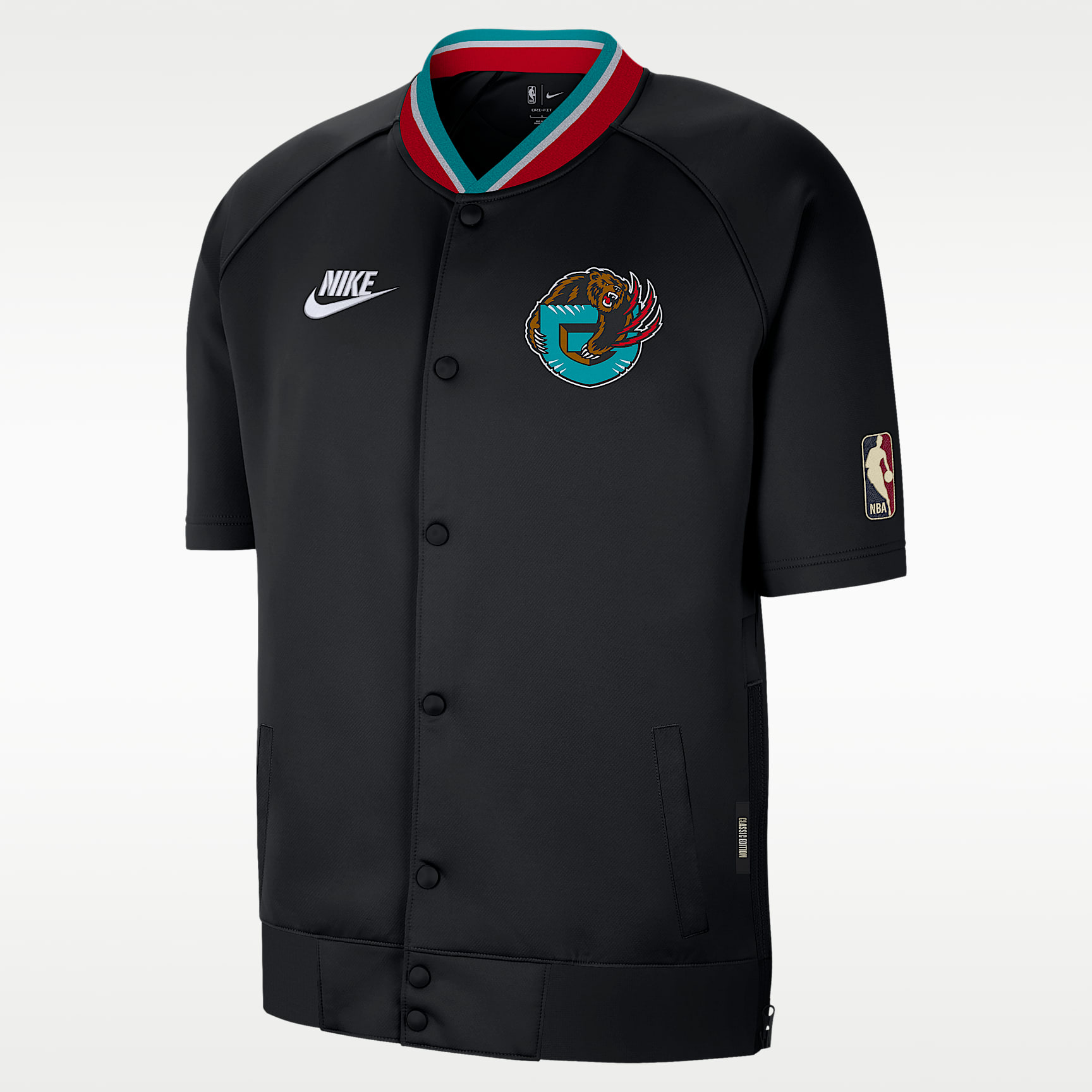 Chaqueta de manga corta Nike Dri-FIT de la NBA para hombre Memphis Grizzlies Hardwood Classics