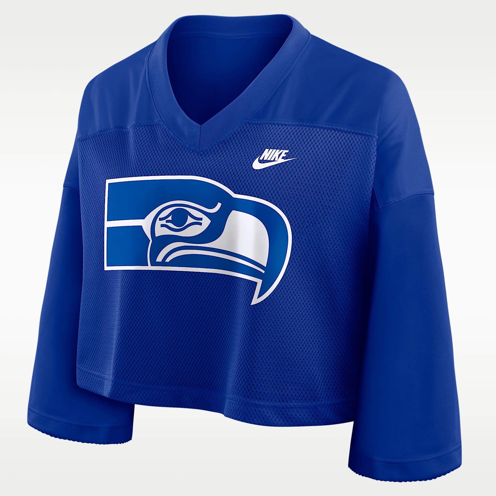 Jersey cropped Nike Dri-FIT de la NFL para mujer Seattle Seahawks Rewind Fashion