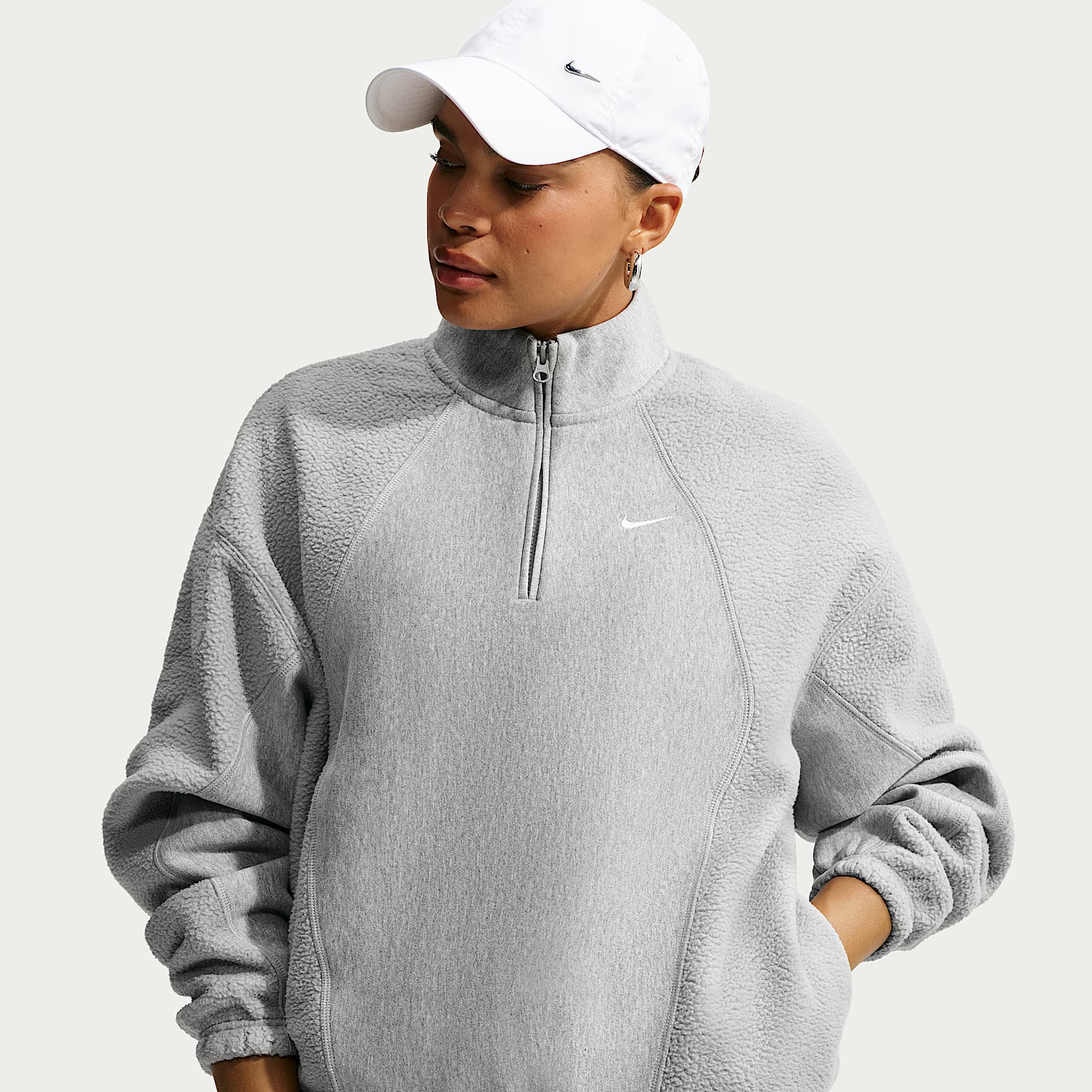Sudadera oversized con cierre de 1/4 para mujer Nike Studio Fleece Heavyweight Plush