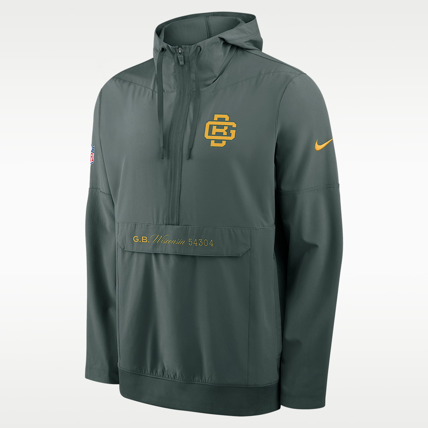 Green Bay Packers Rivalries Collection Sideline Anorak Men's Nike NFL 1/2-Zip Hooded Jacket