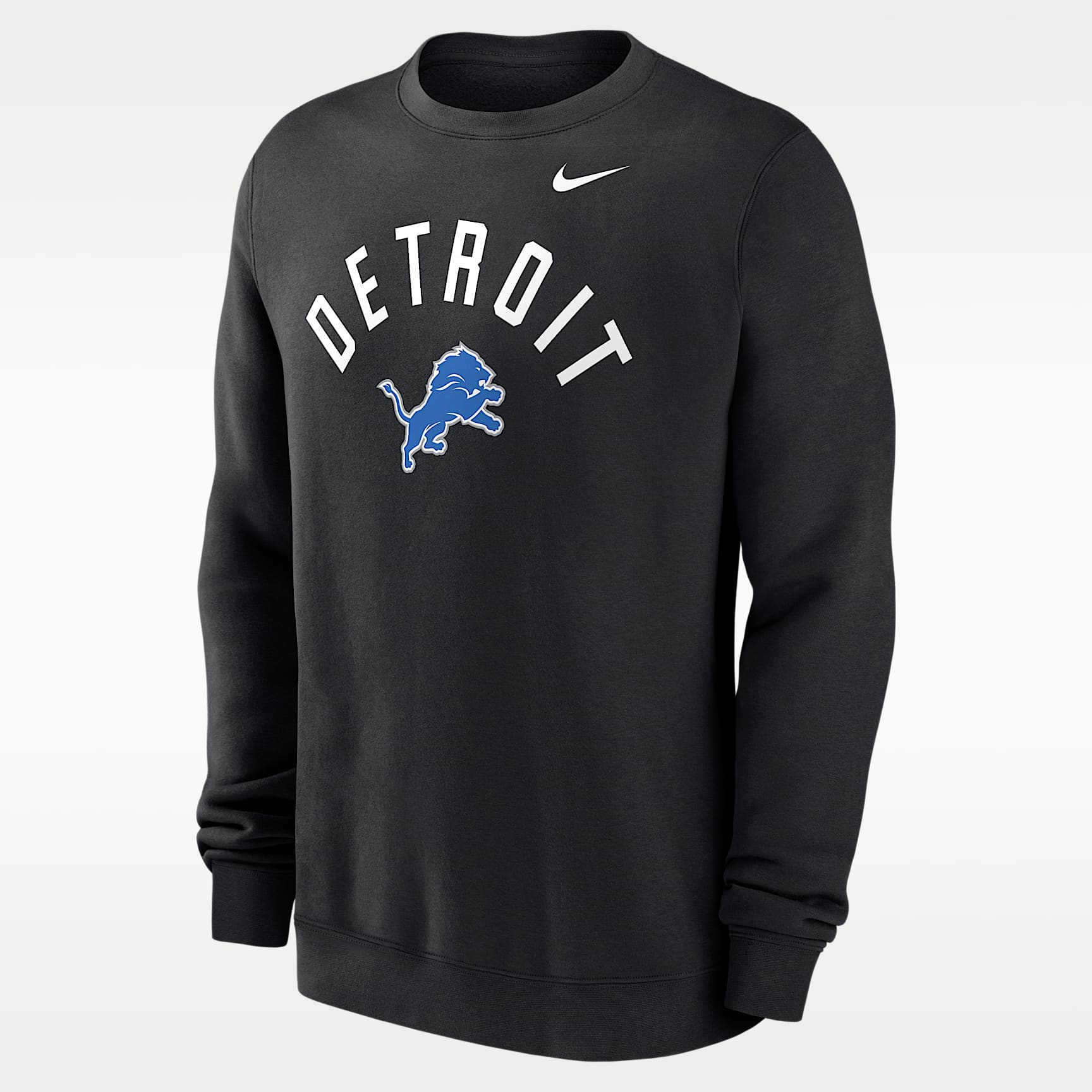 Sudadera de cuello redondo sin cierre de la NFL Nike para hombre Detroit Lions Club