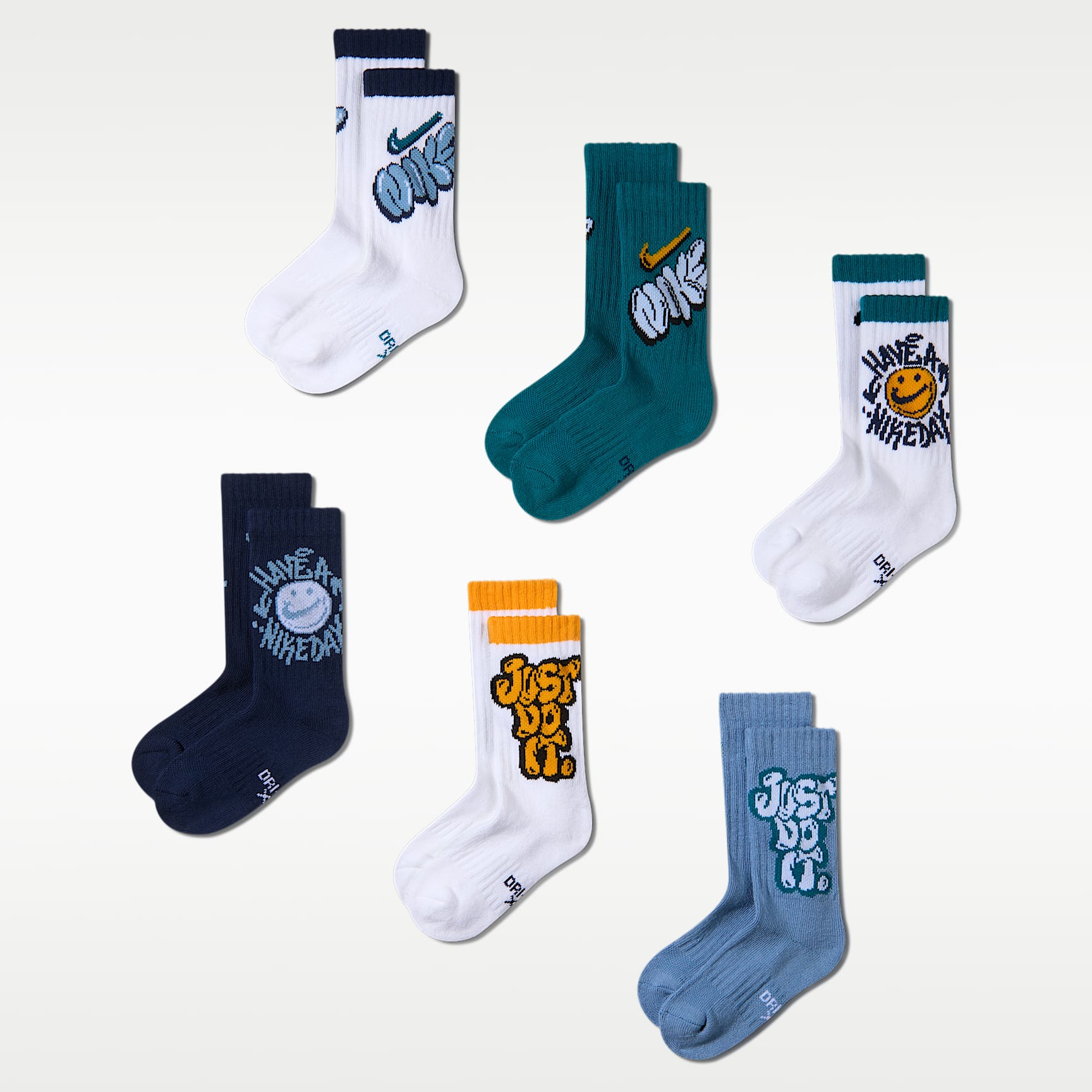 Nike Kids' Dri-FIT "Have a Nike Day" Graphic Crew Socks (6 Pairs)