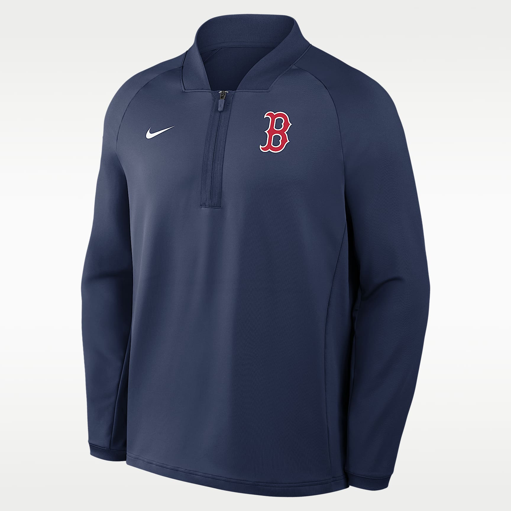 Playera de manga larga Nike Dri-FIT de la MLB de medio cierre para hombre Boston Red Sox Authentic Collection