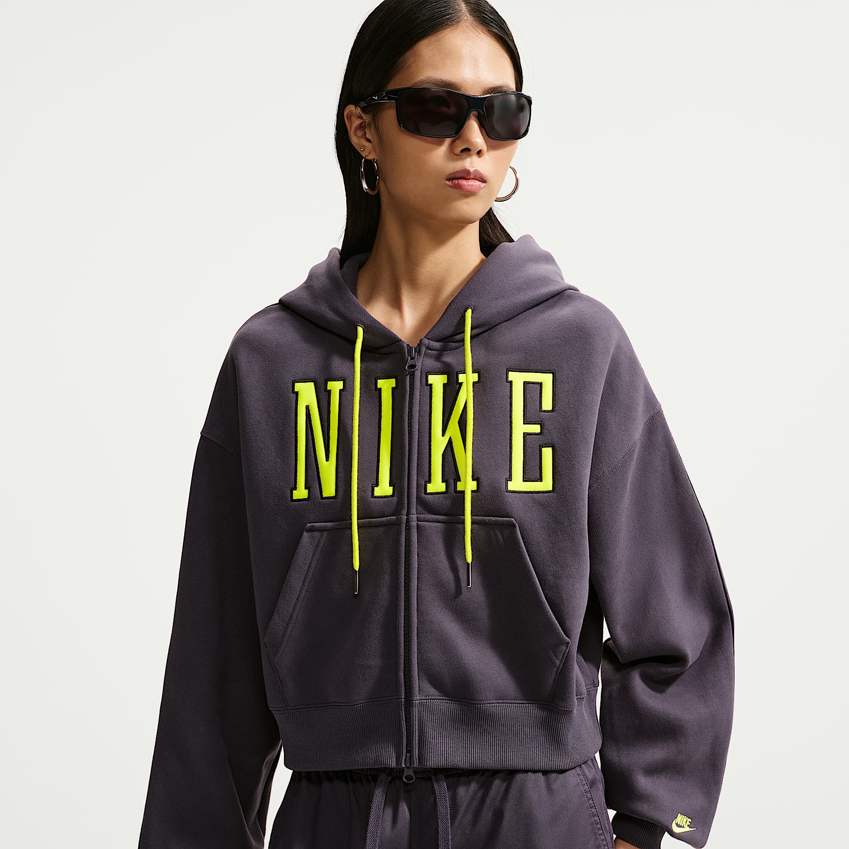 Nike Studio Fleece Medium Weight Women's Oversized Full-Zip Cropped Hoodie