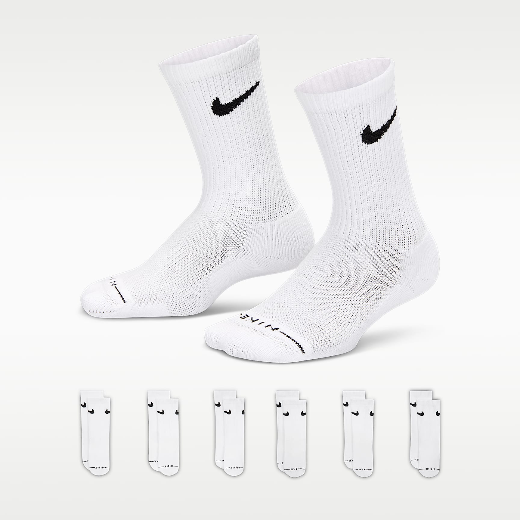 Nike Kids' Dri-FIT Elevated Everyday Crew Socks (6 Pairs)