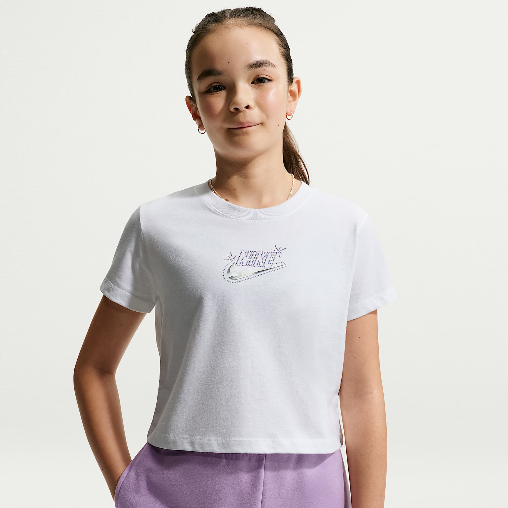 Playera recortada para niña talla grande Nike Sportswear