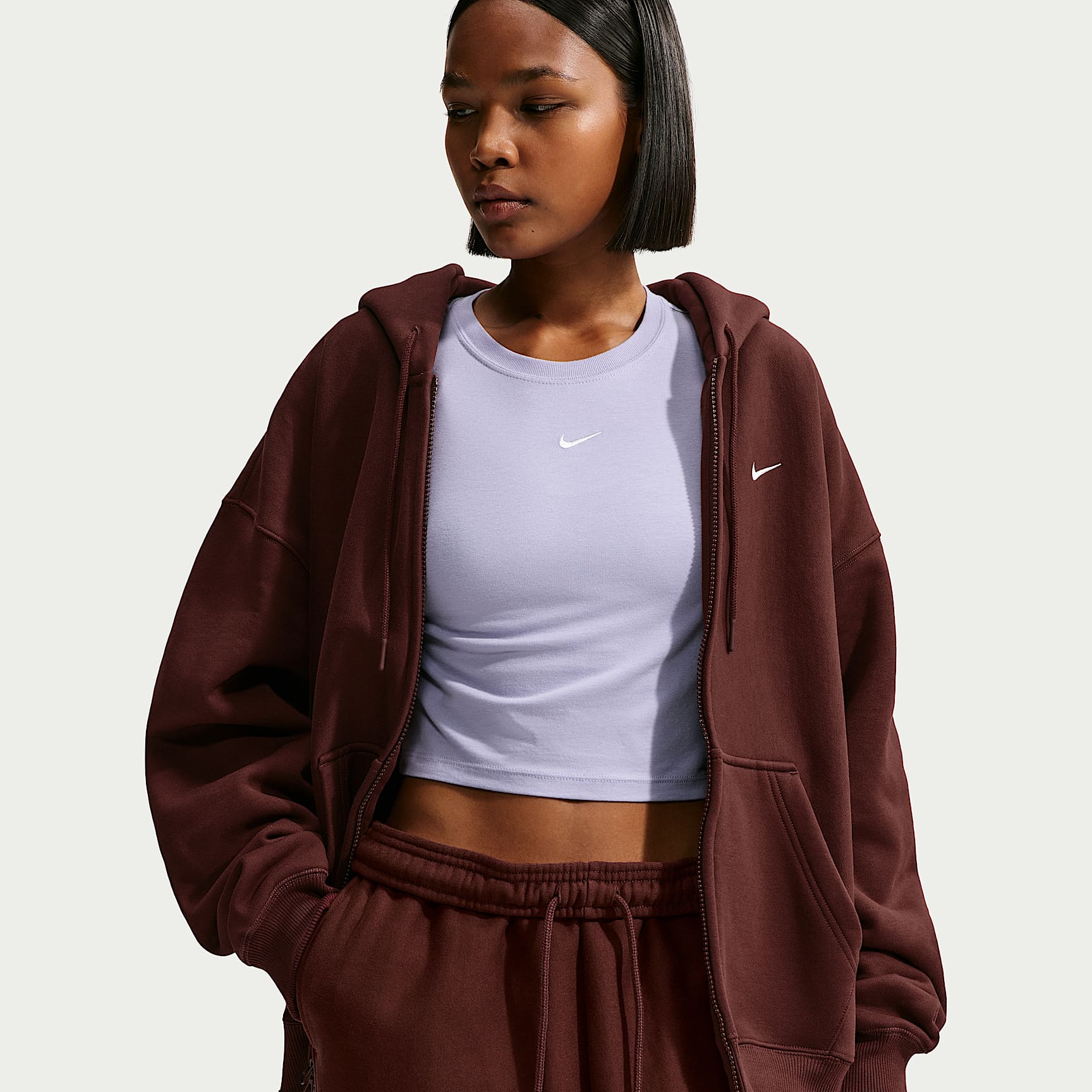 Nike Studio Fleece Heavyweight Sudadera con capucha, cremallera completa y ajuste oversize - Mujer