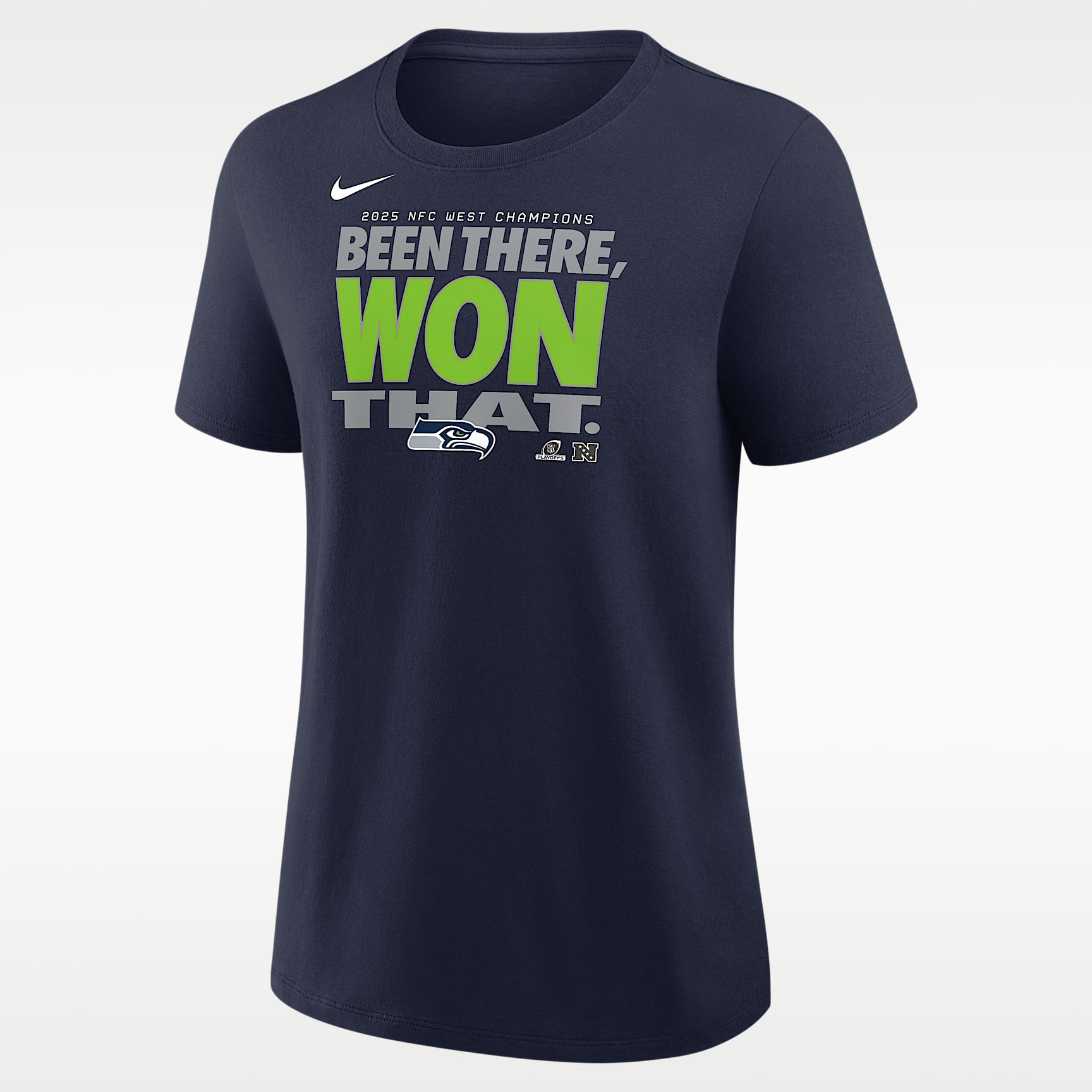 Seattle Seahawks 2025 NFC West Champions Trophy Women's Nike NFL T-Shirt