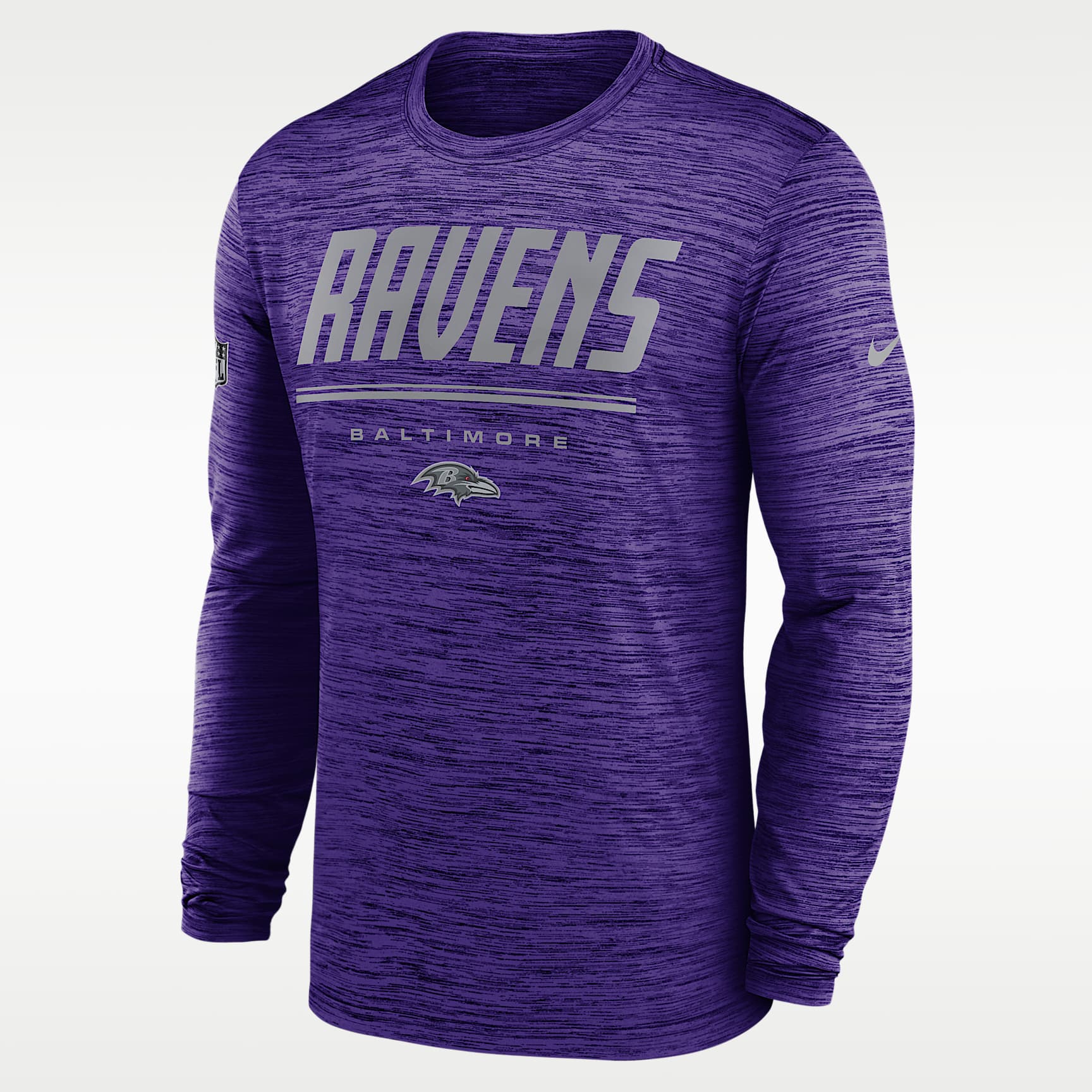 Playera de manga larga Nike Dri-FIT de la NFL para hombre Baltimore Ravens Sideline Team Issue Velocity