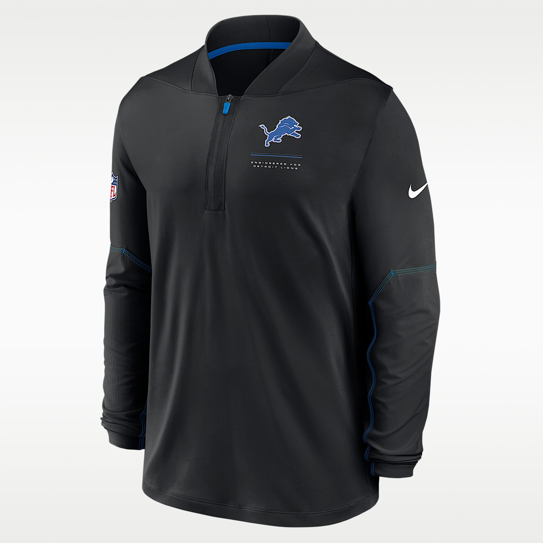 Playera Nike Dri-FIT de la NFL de medio cierre para hombre Detroit Lions Sideline
