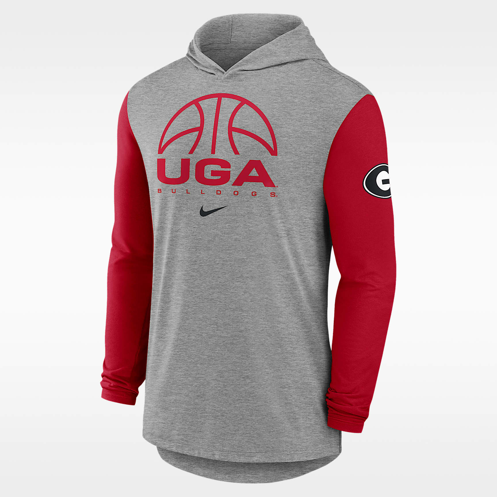 Playera de manga larga universitaria Nike Dri-FIT con gorro para hombre Georgia Basketball