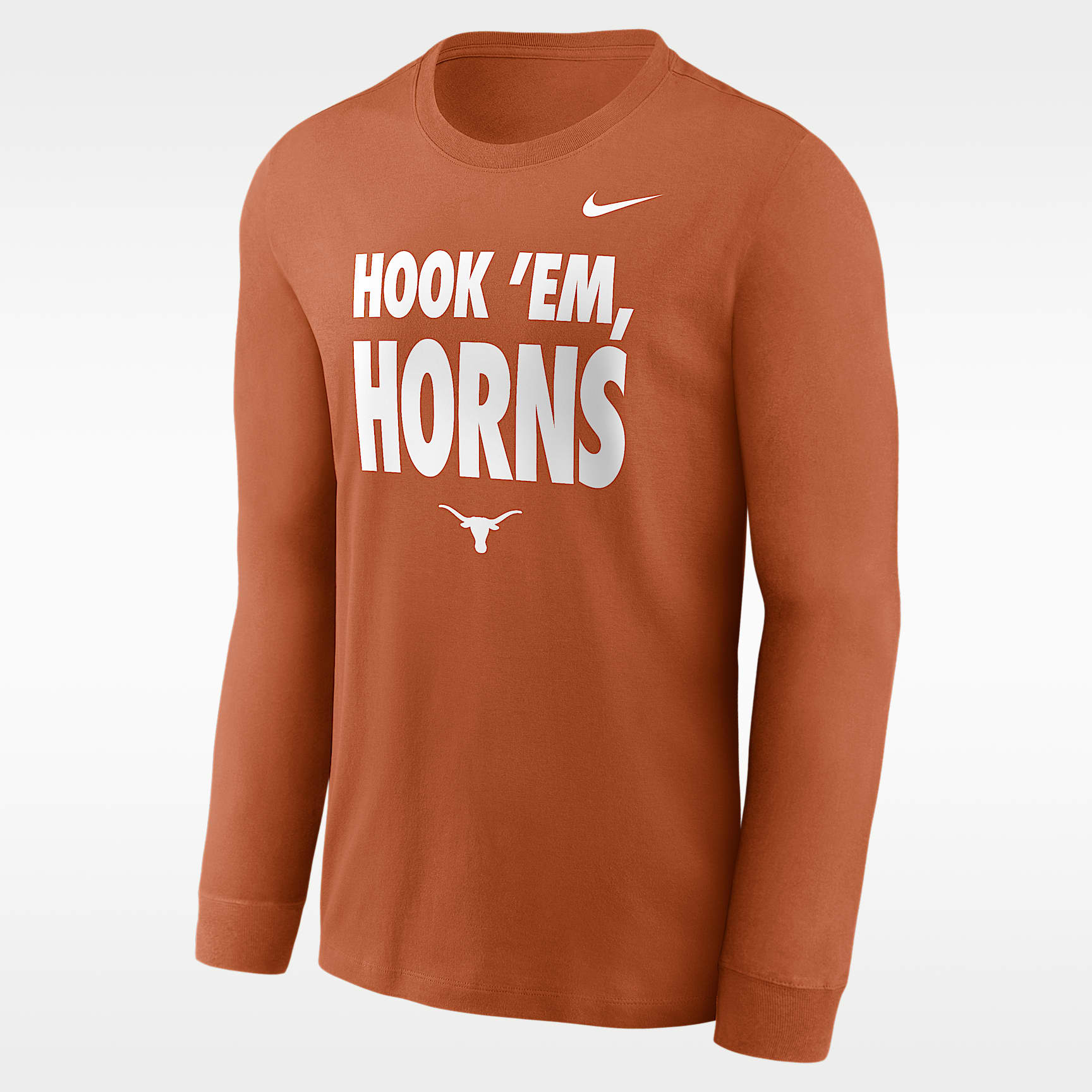 Playera de manga larga universitaria Nike Dri-FIT para hombre Texas Sideline Slogan