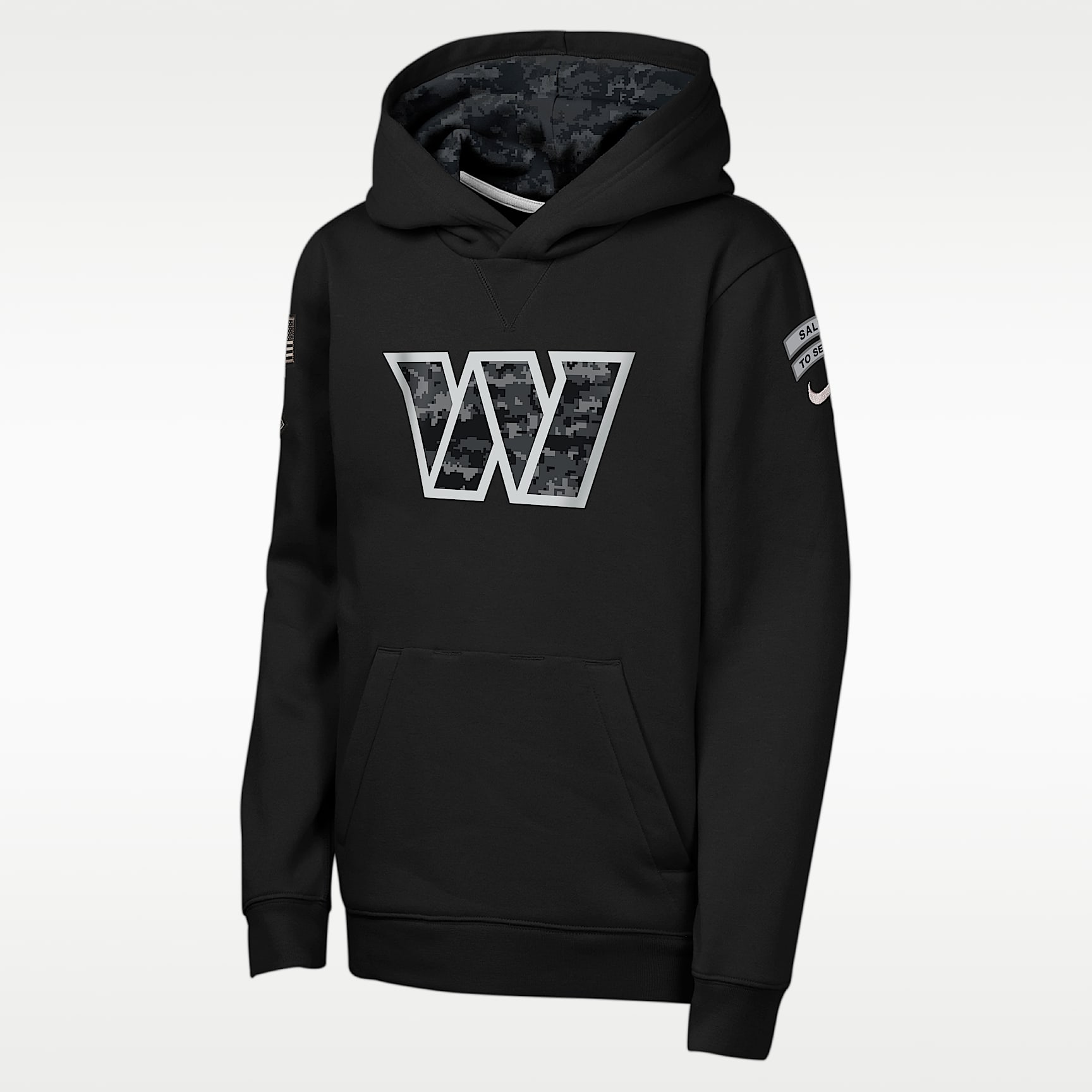 Sudadera con gorro sin cierre Nike de la NFL para niños talla grande Washington Commanders Salute to Service Sideline Club