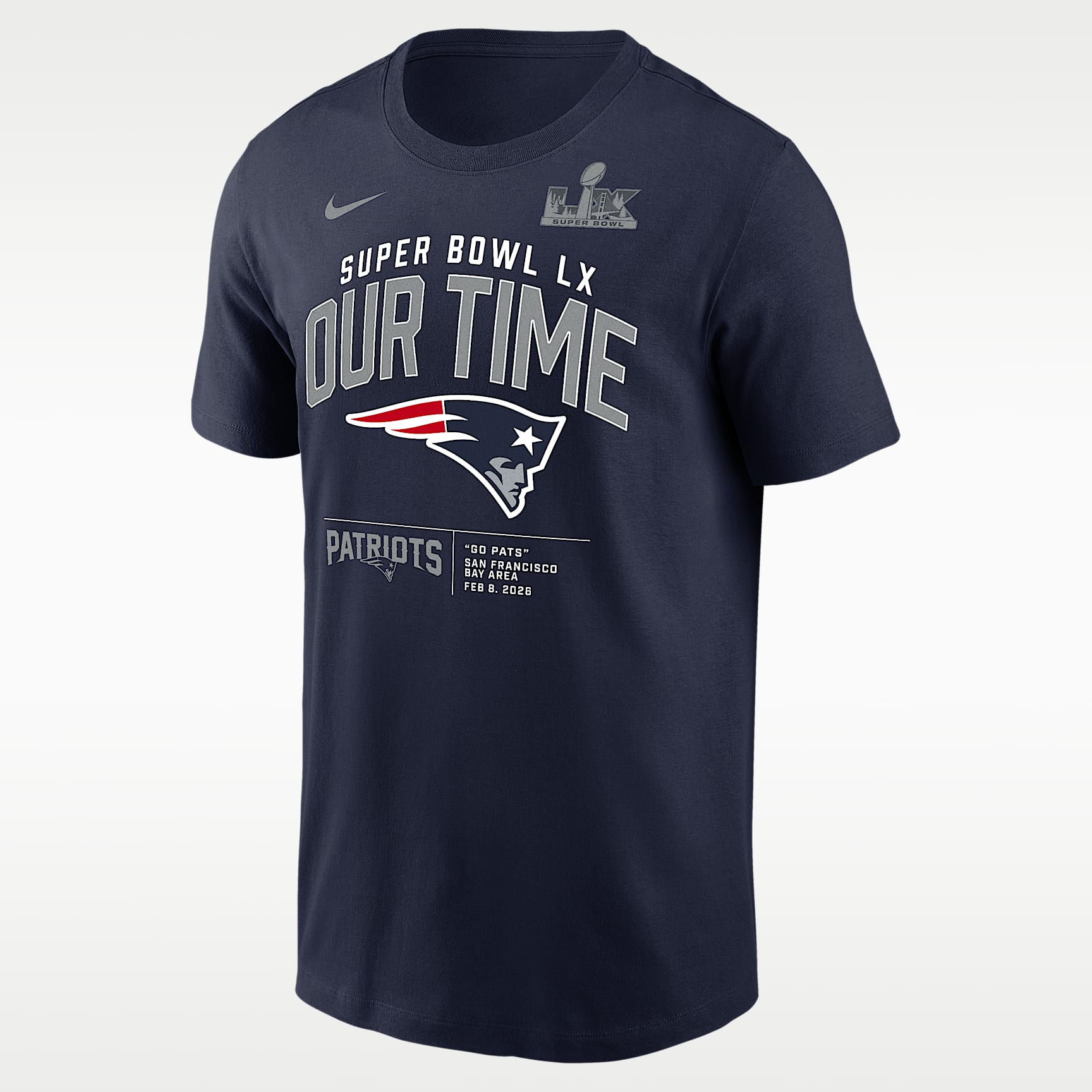 New England Patriots Super Bowl LX Bound Clear Sign Men's Nike NFL T-Shirt