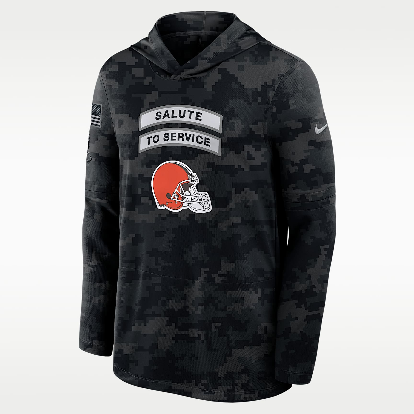 Cleveland Browns Salute to Service Sideline Men's Nike Dri-FIT NFL Long-Sleeve Hooded Top