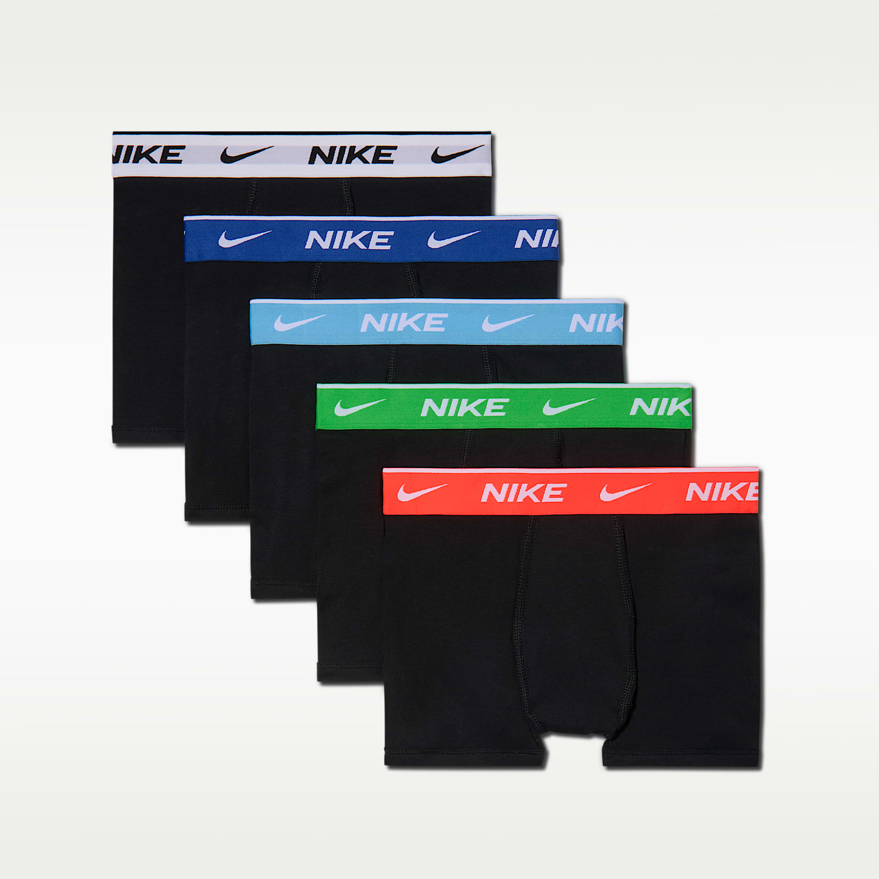 Nike Dri-FIT Boxershorts mit farbigem Bund aus Baumwolle (5er-Pack, ältere Kinder)