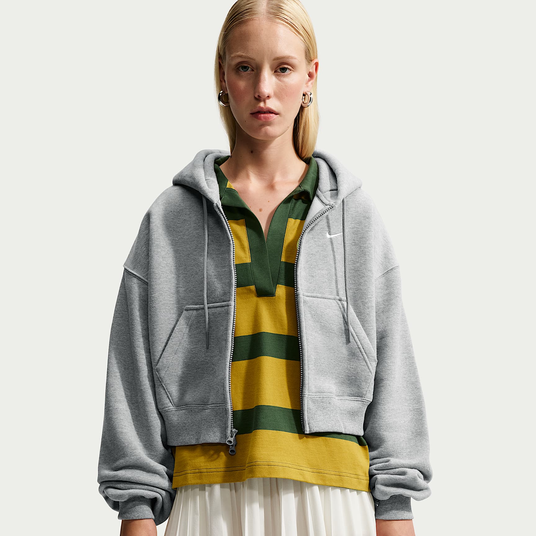 Nike Studio Fleece Medium Weight Women's Oversized Full-Zip Cropped Hoodie