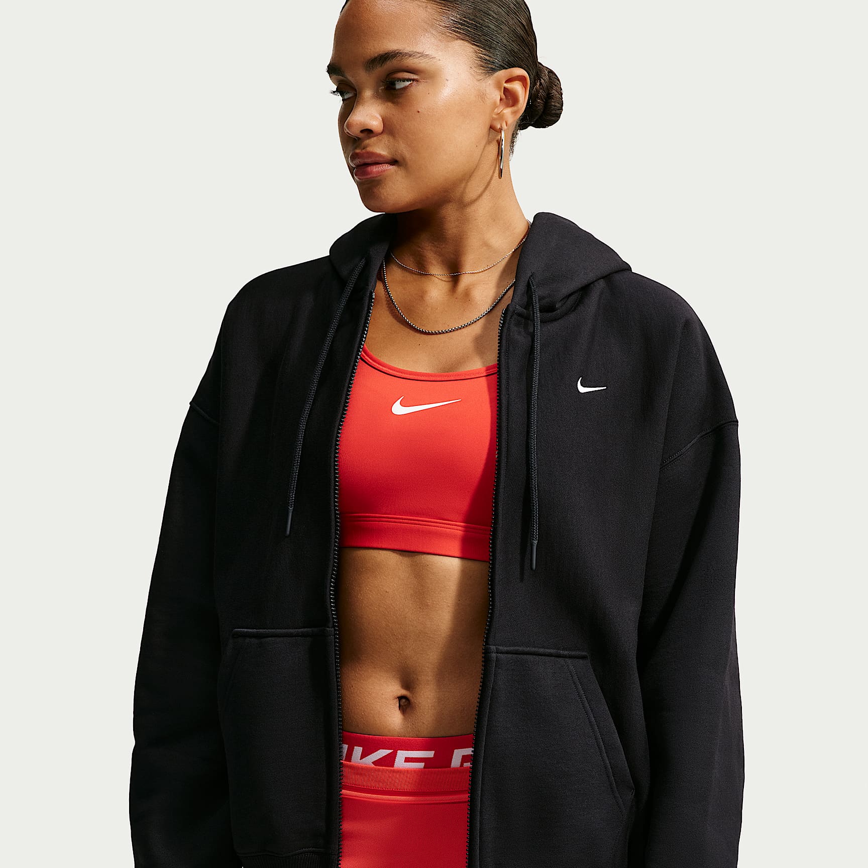 Nike Studio Fleece Heavyweight Sudadera con capucha, cremallera completa y ajuste oversize - Mujer