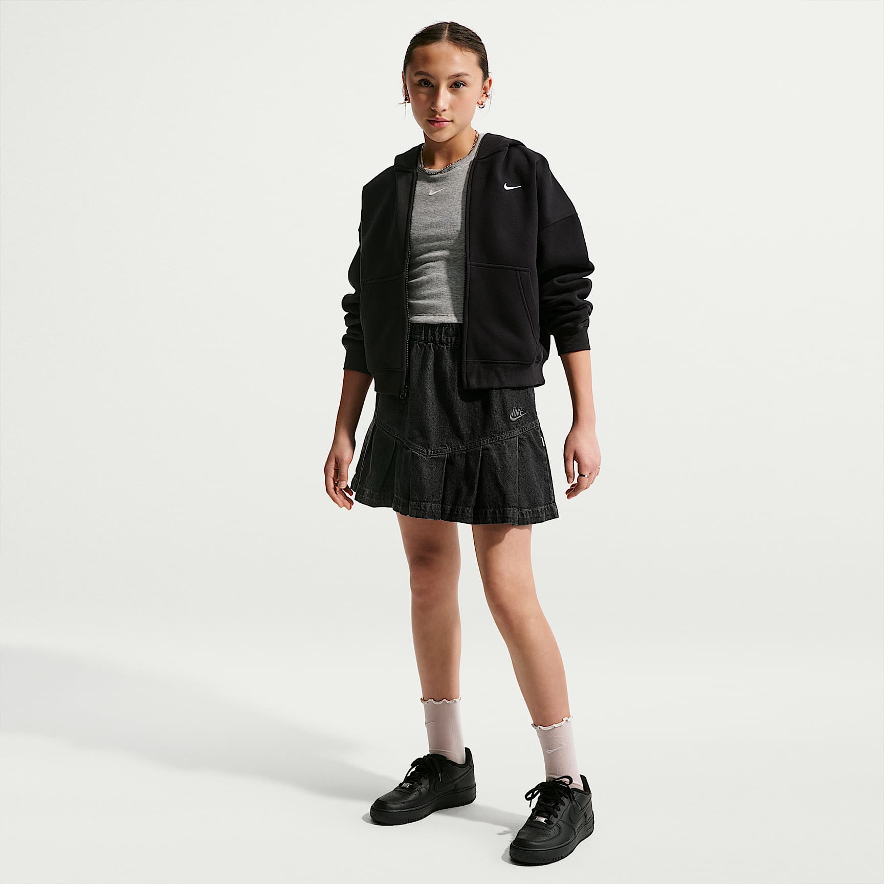 Nike Sportswear Big Kids' (Girls') Denim Pleated Skirt