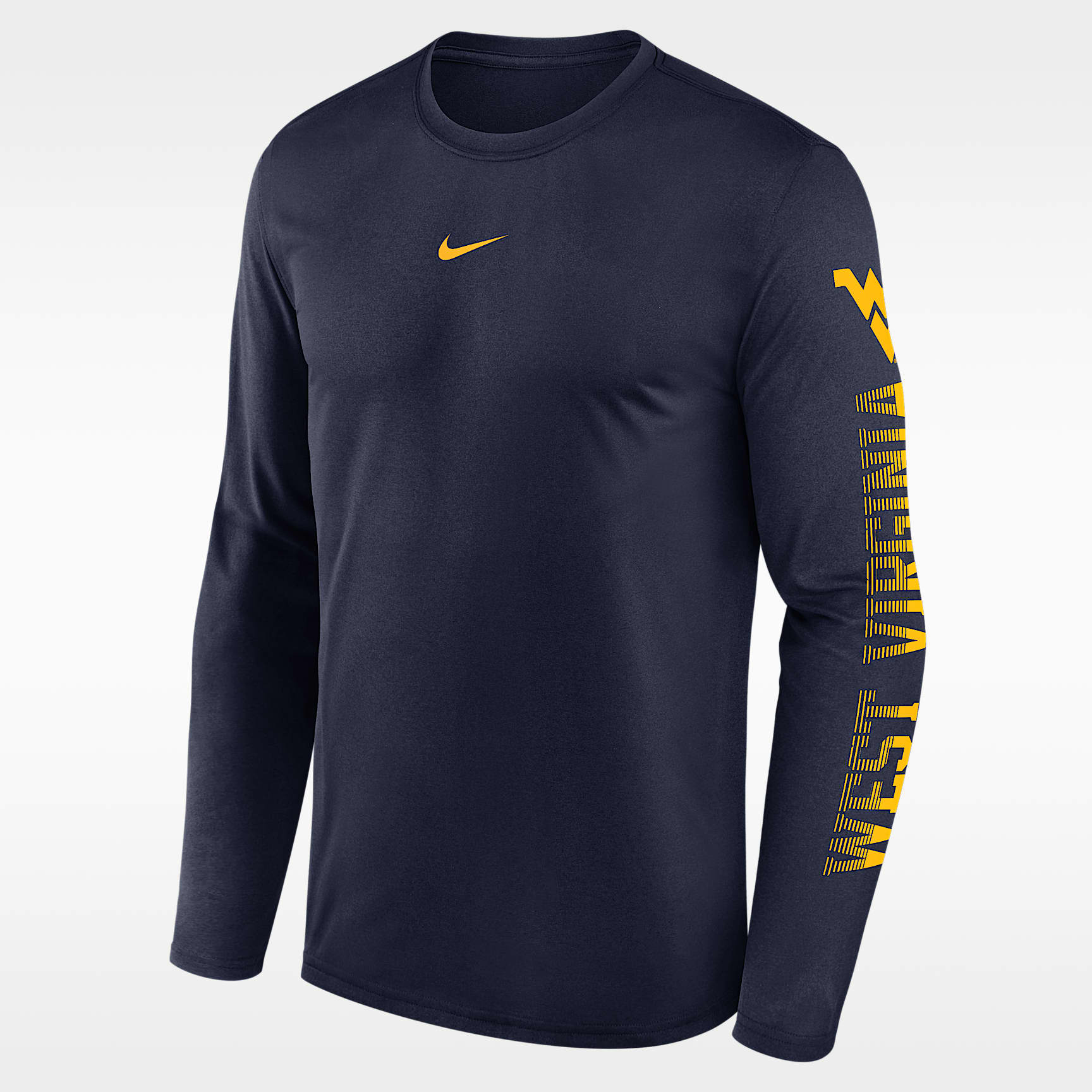 Playera de manga larga universitaria Nike Dri-FIT para hombre West Virginia Primetime Stack Legend