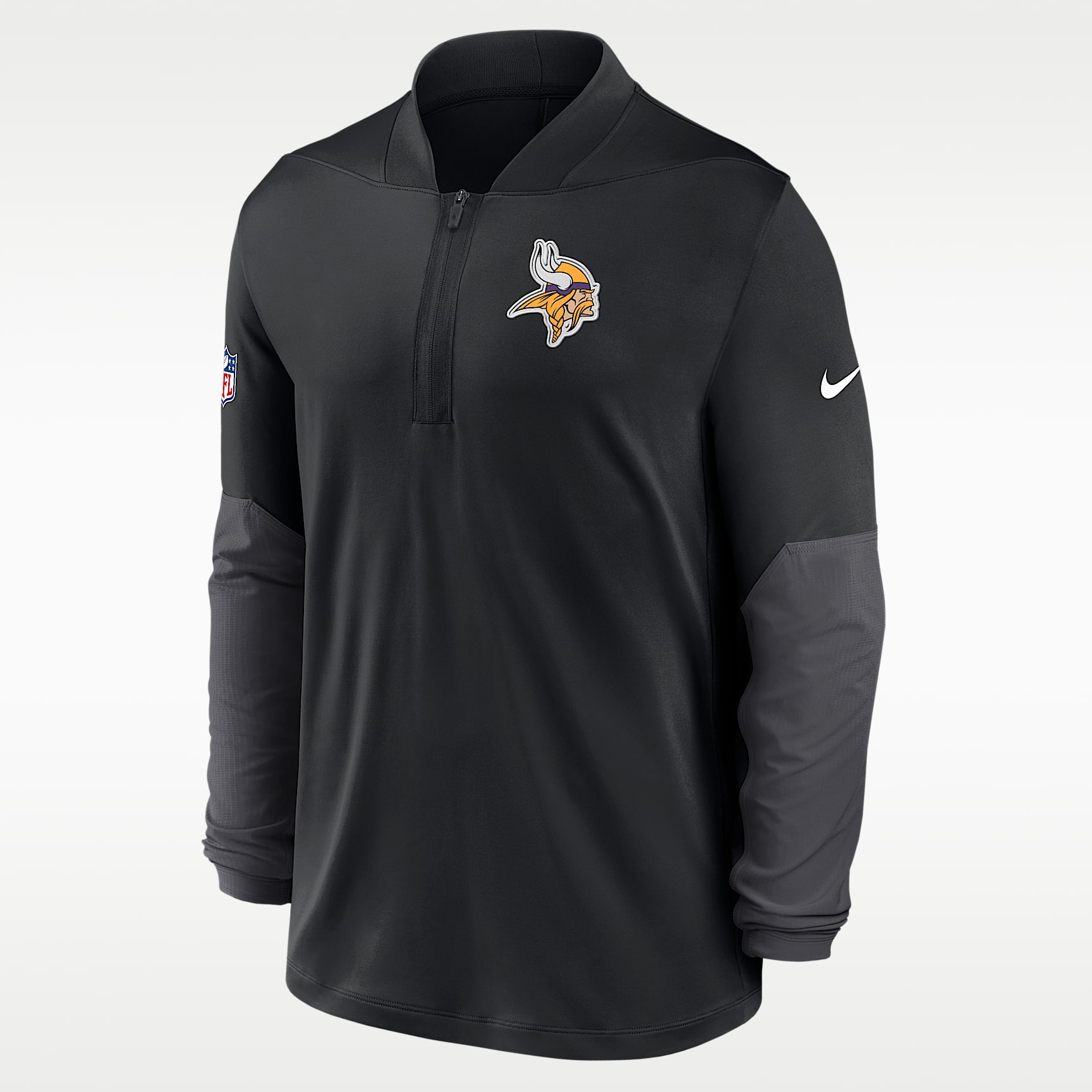 Playera Nike Dri-FIT de la NFL de medio cierre para hombre Minnesota Vikings Feel the Pressure