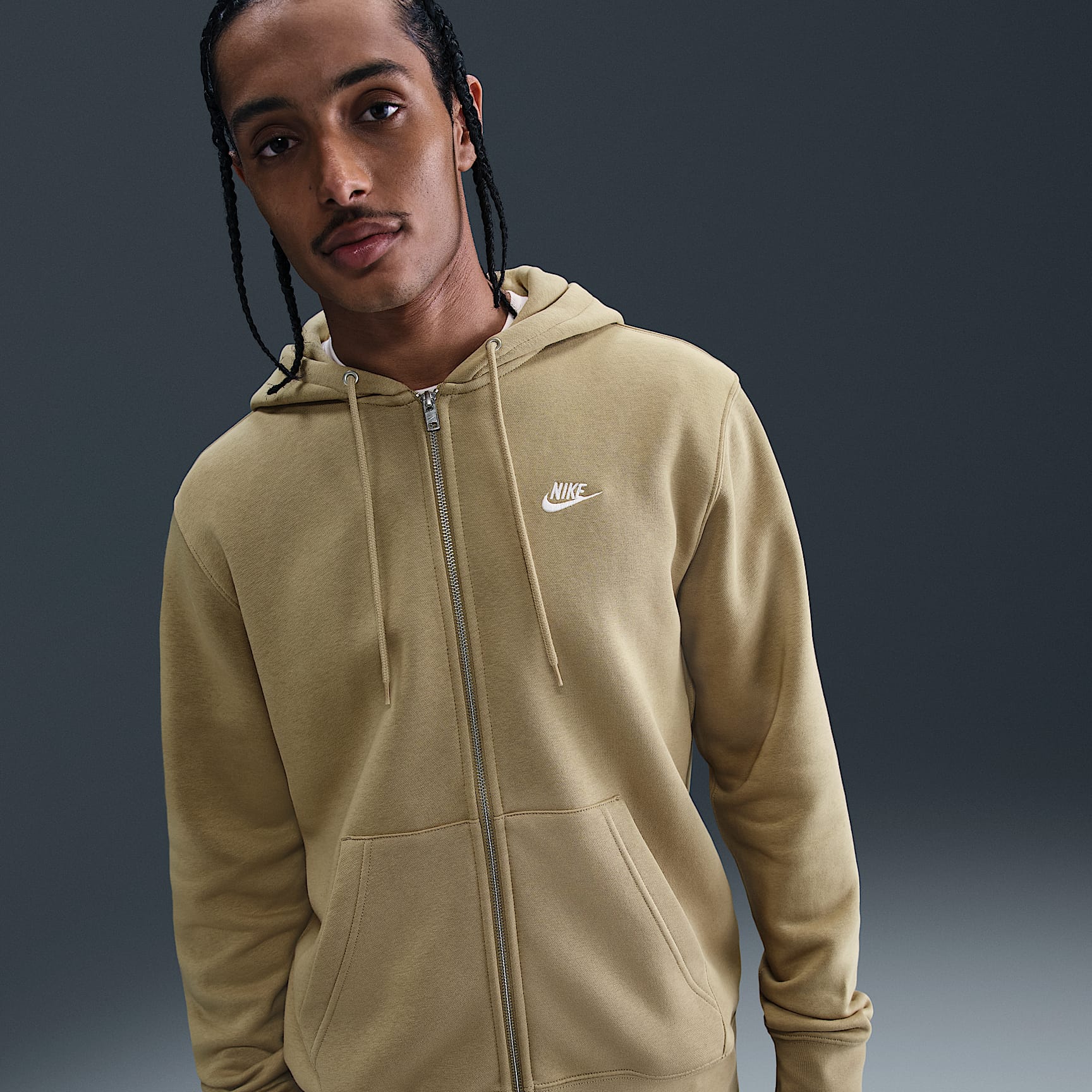 Sudadera con gorro de tejido Fleece y cierre completo para hombre Nike Club