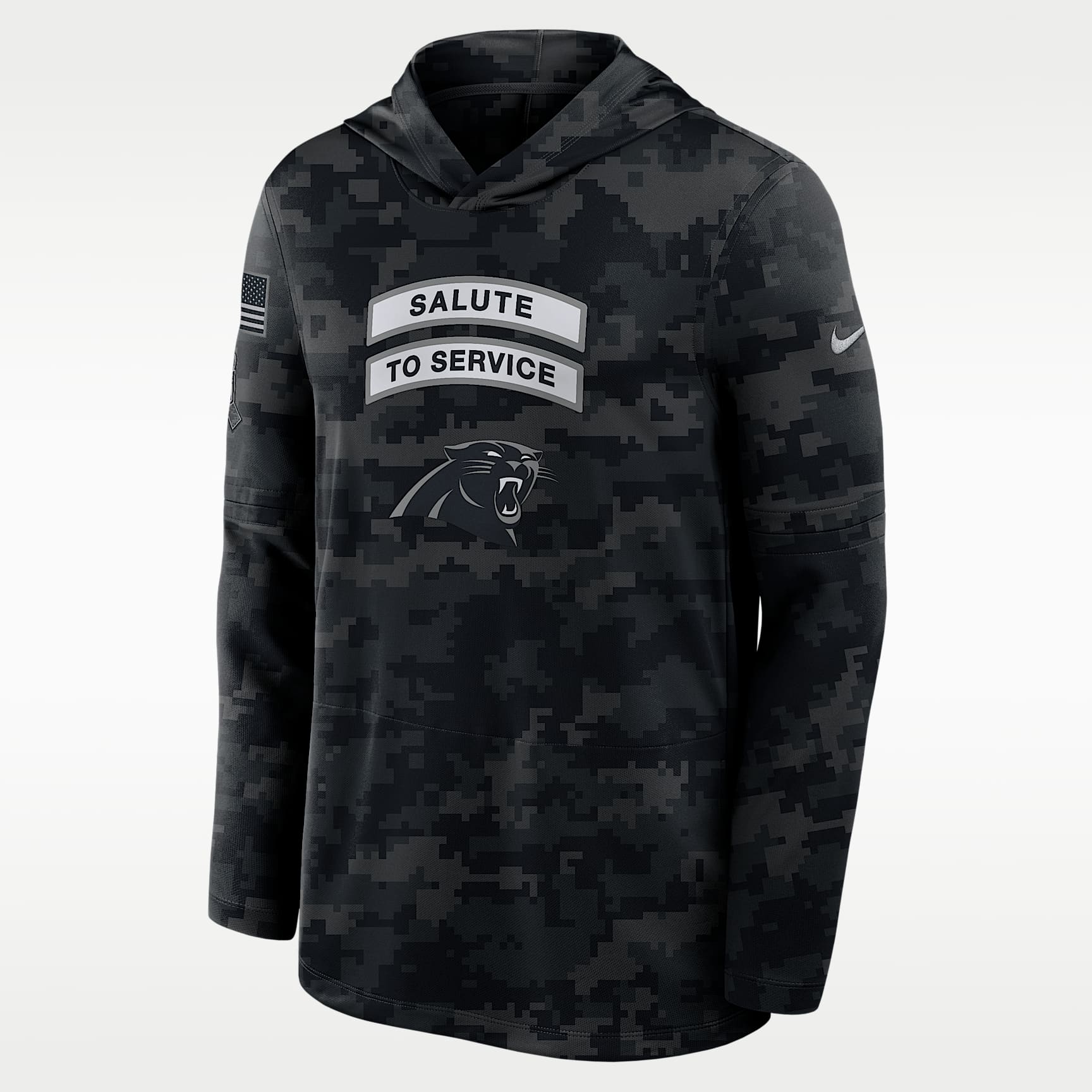 Carolina Panthers Salute to Service Sideline Men's Nike Dri-FIT NFL Long-Sleeve Hooded Top