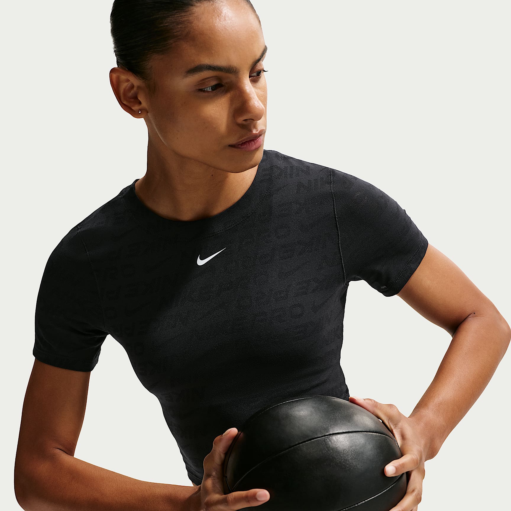 Playera de manga corta Dri-FIT de jacquard cropped para mujer Nike Pro