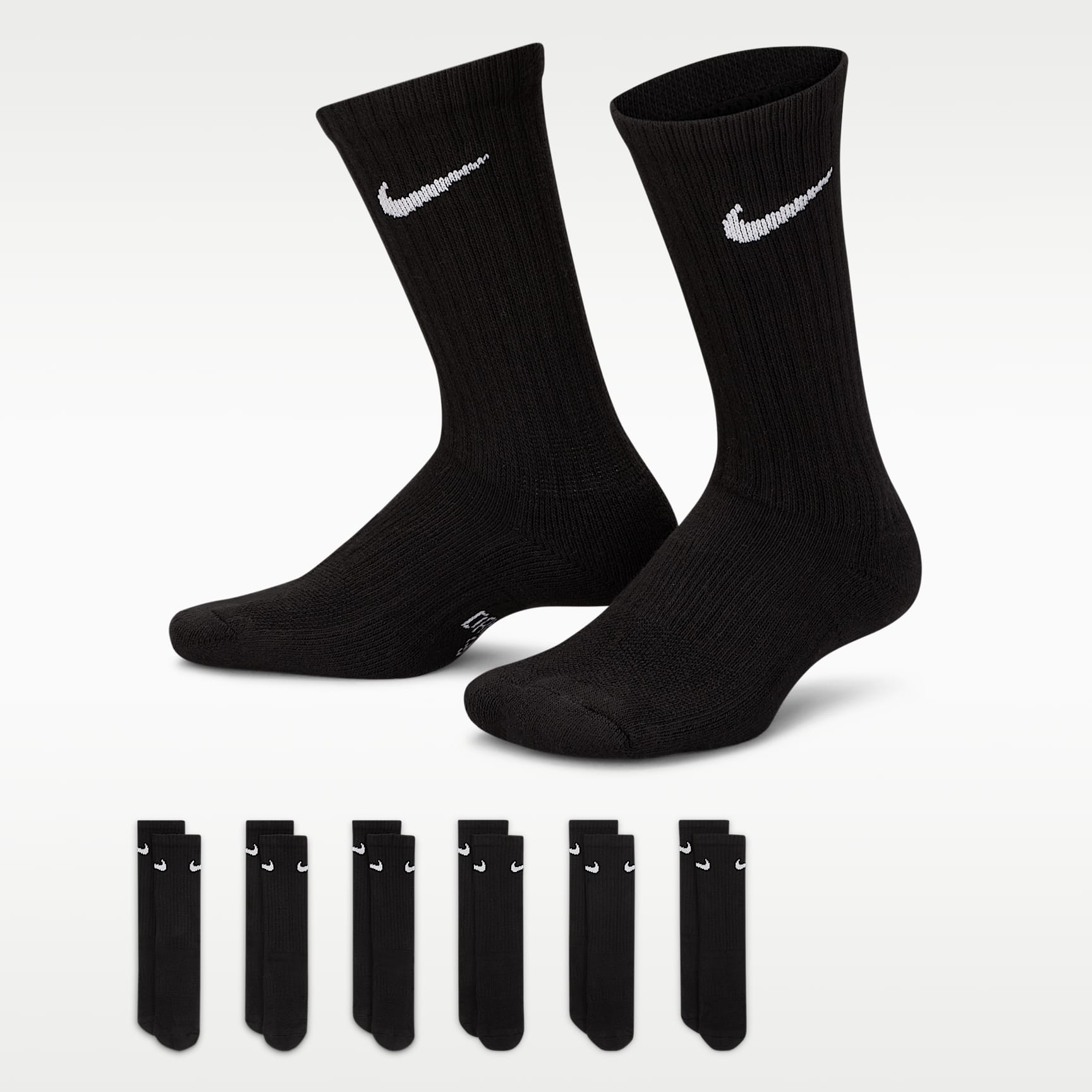 Nike Everyday Kids' Cushioned Crew Socks (6 Pairs)