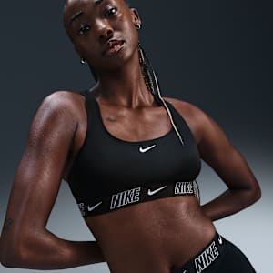 Playera bikini de espalda deportiva para mujer Nike Swim Fusion Logo Tape