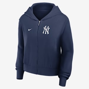 Sudadera con gorro Nike de la MLB con cierre completo para mujer New York Yankees