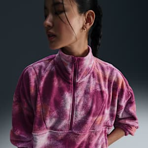 Nike One Women's Therma-FIT Oversized 1/2-Zip Fleece Printed Top
