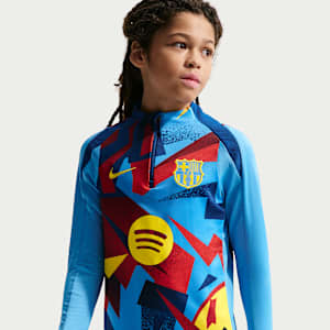 Haut d'entraînement de foot d'avant-match Nike Dri-FIT FC Barcelona Strike 4e tenue pour ado